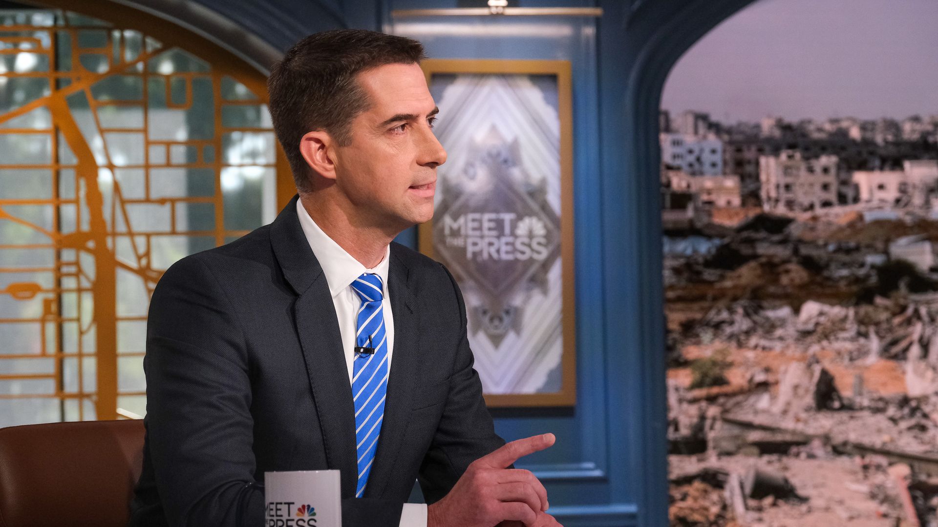 Sen. Tom Cotton (R-AR) appears on "Meet the Press" in Washington D.C.