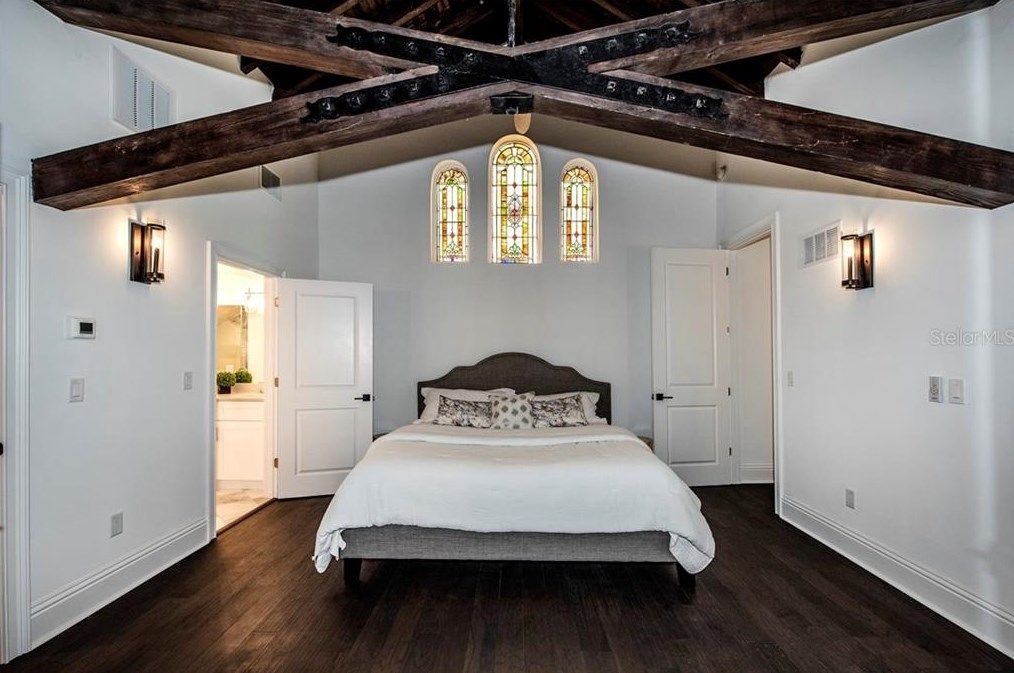 St. Pete church turned luxury home bedroom