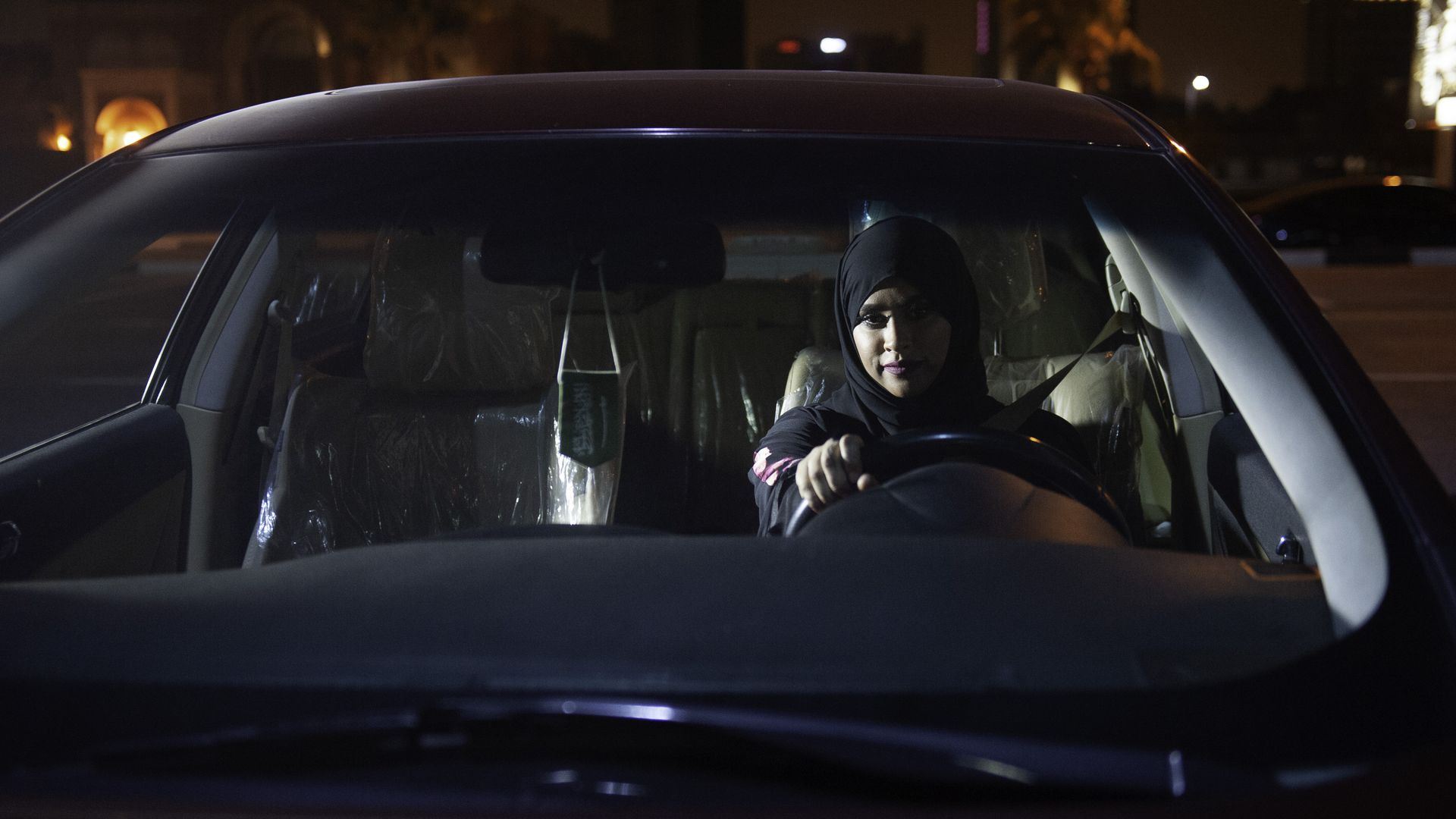 Saudi Arabian woman driving.