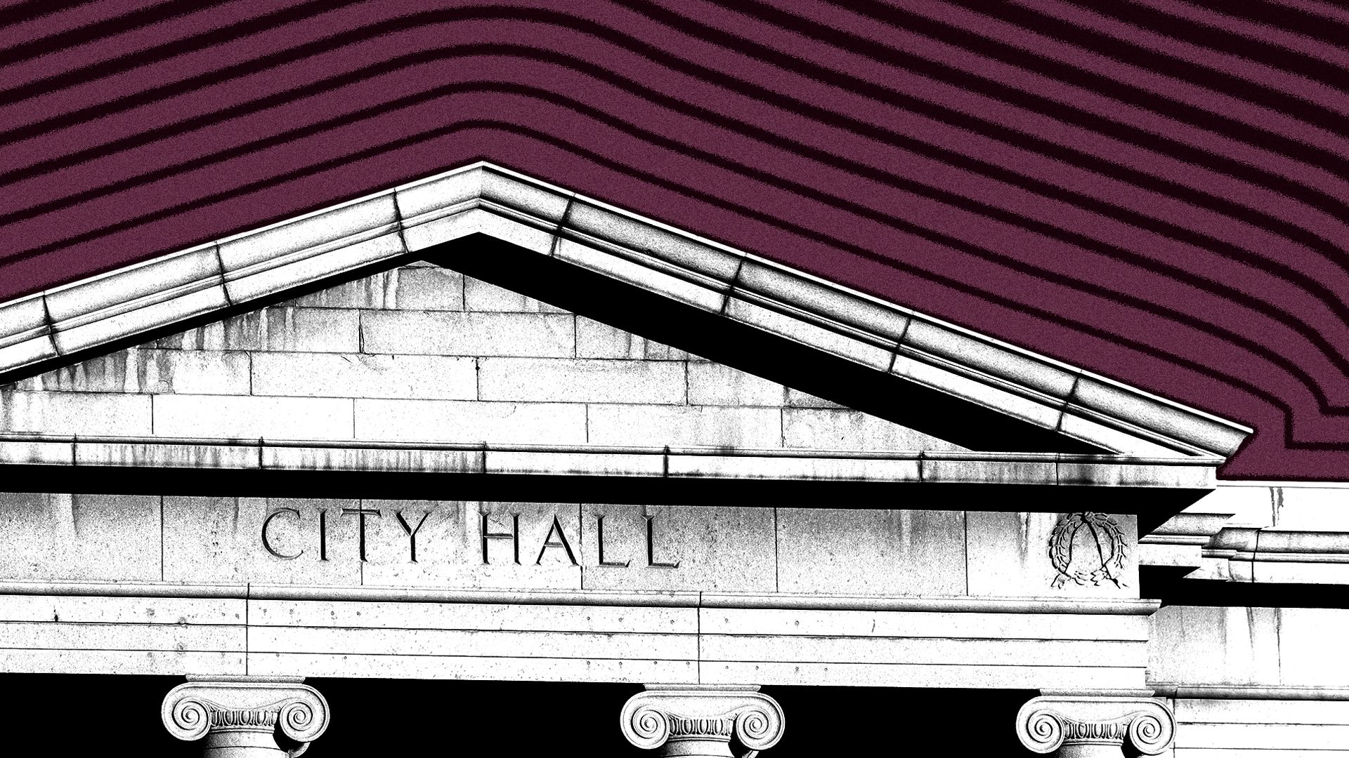 Illustration of Colorado Springs City Hall with lines radiating from it.
