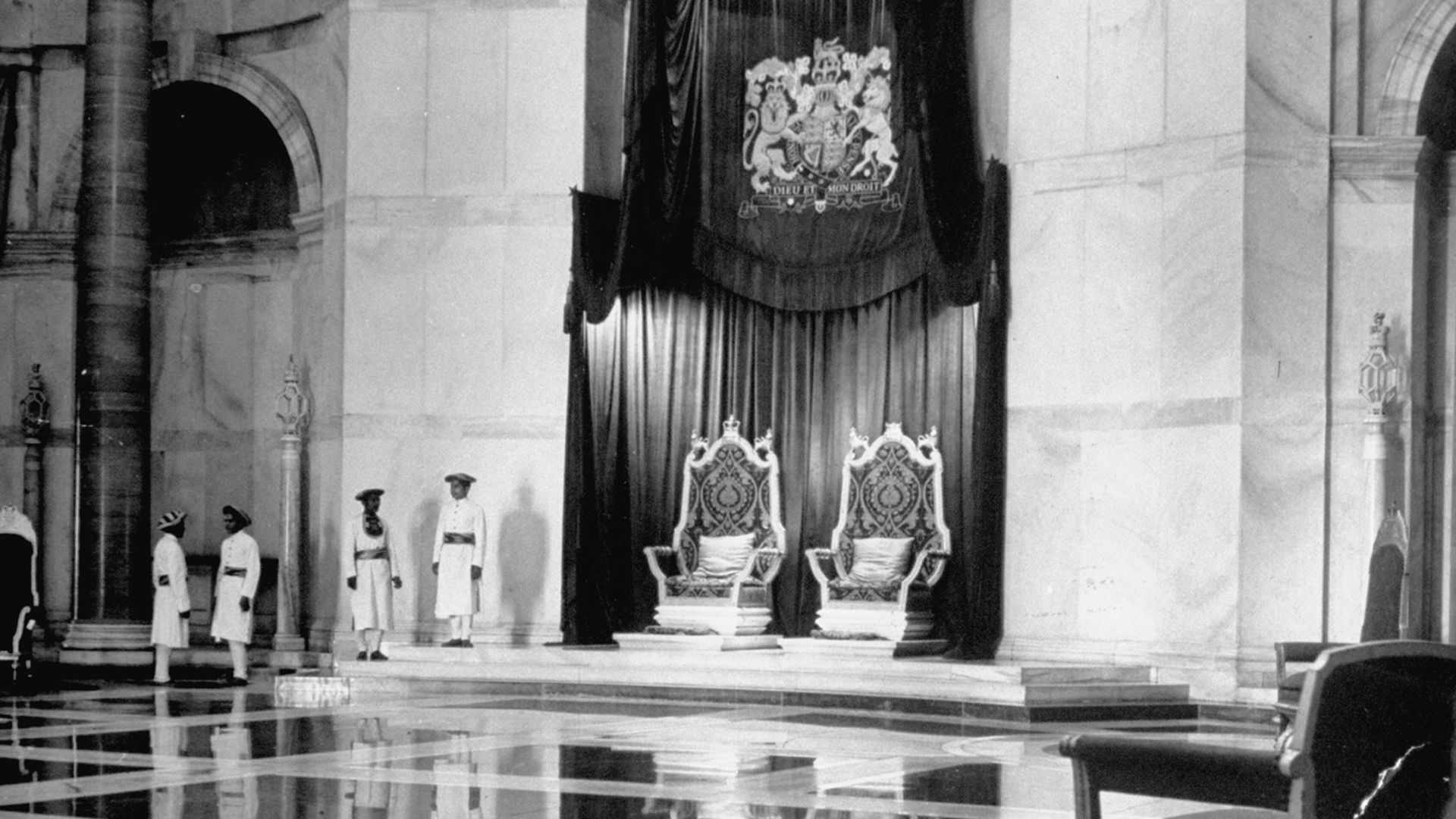 Two empty thrones for the British colonial rulers of the Indian subcontinent 