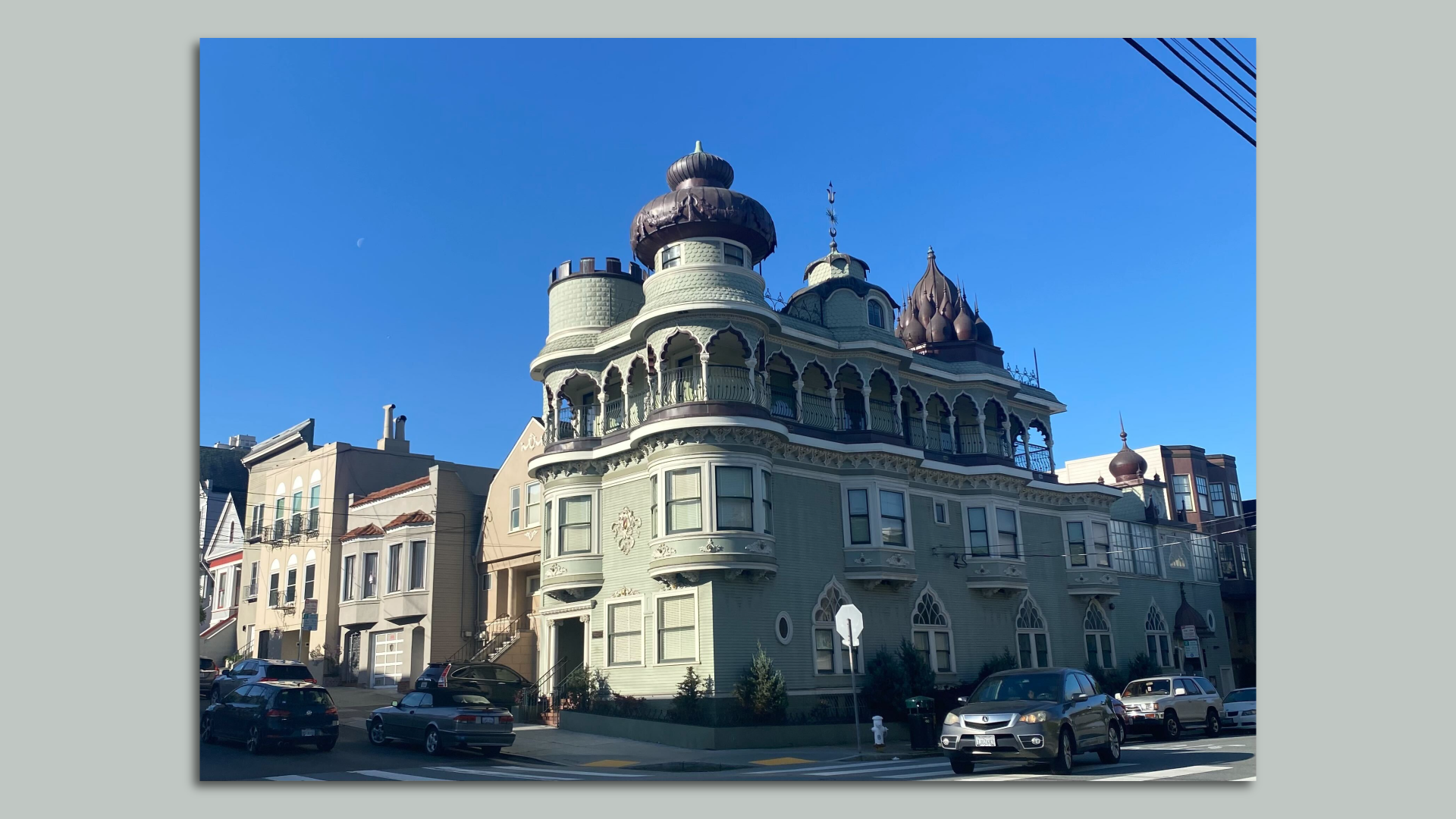 Photo of the Vedanta Society's Old Temple against a blue sky