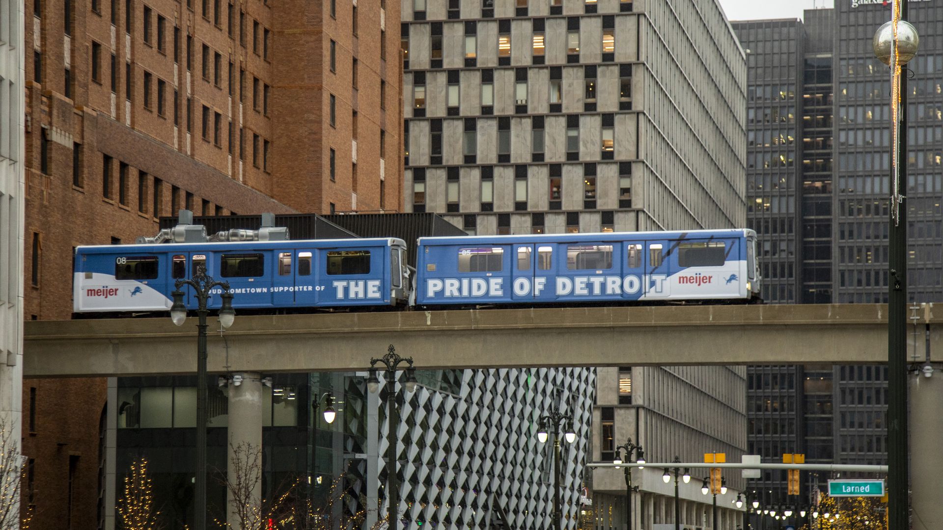 The People Mover on its track in downtown Detroit, as seen in January.