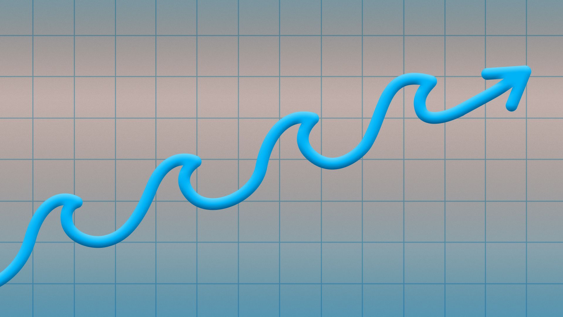 Illustration of an upward trending stock line shaped like waves