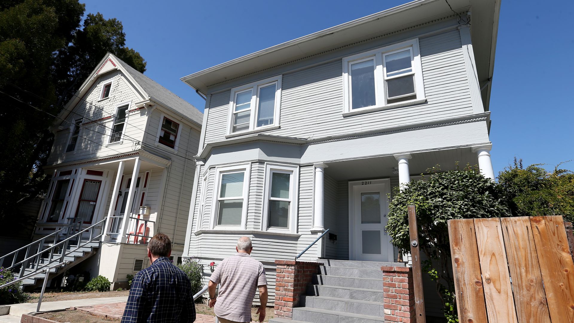 Property owners looking at a home