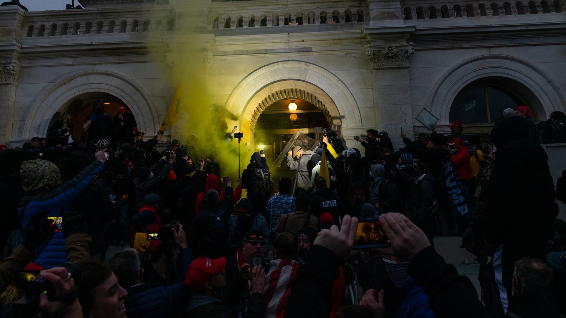 The U.S. Capitol building during the Jan. 6 riot in 2021.