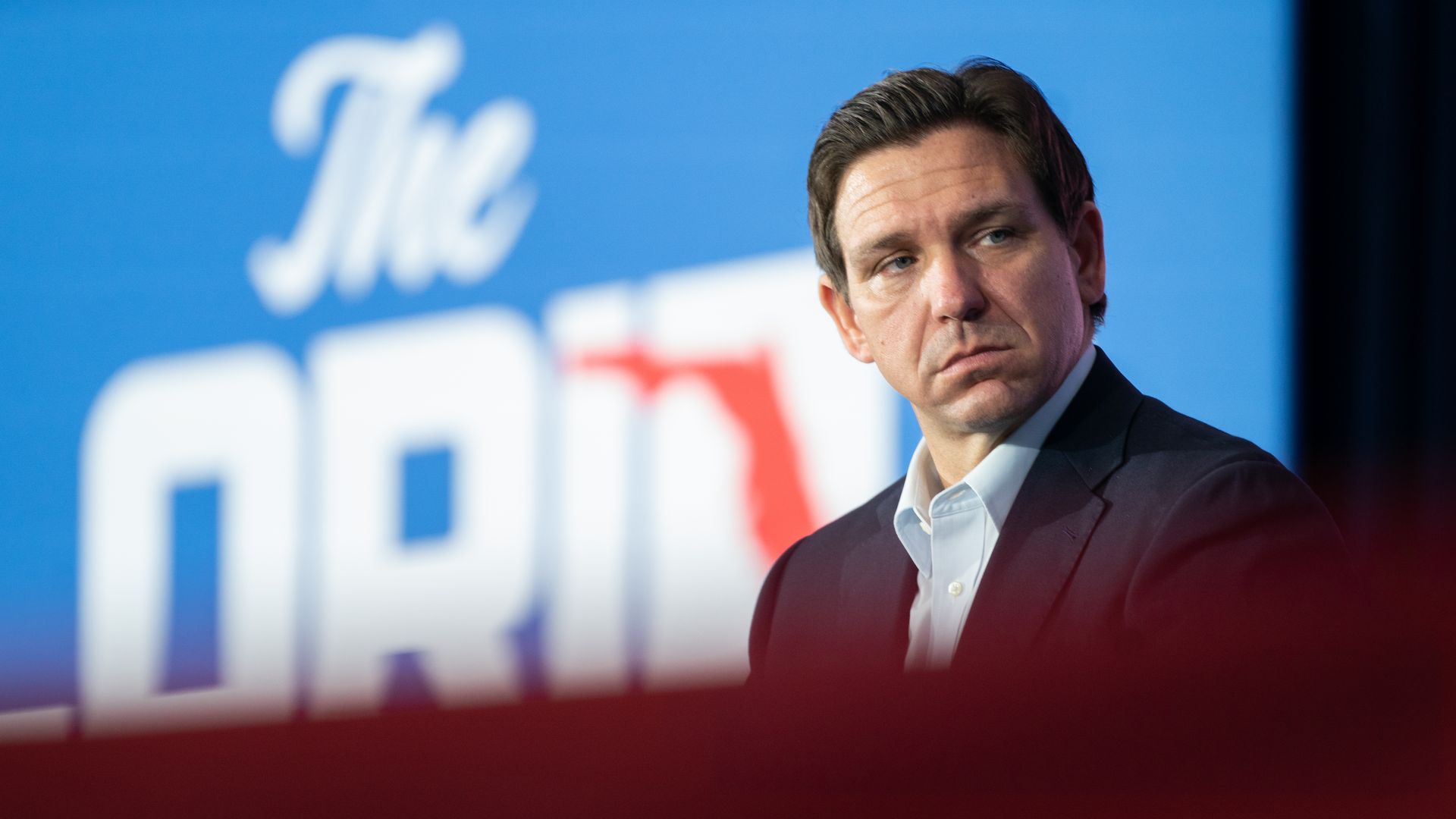 Florida Governor Ron DeSantis speaks to a crowd at the North Charleston Coliseum on April 19, 2023.