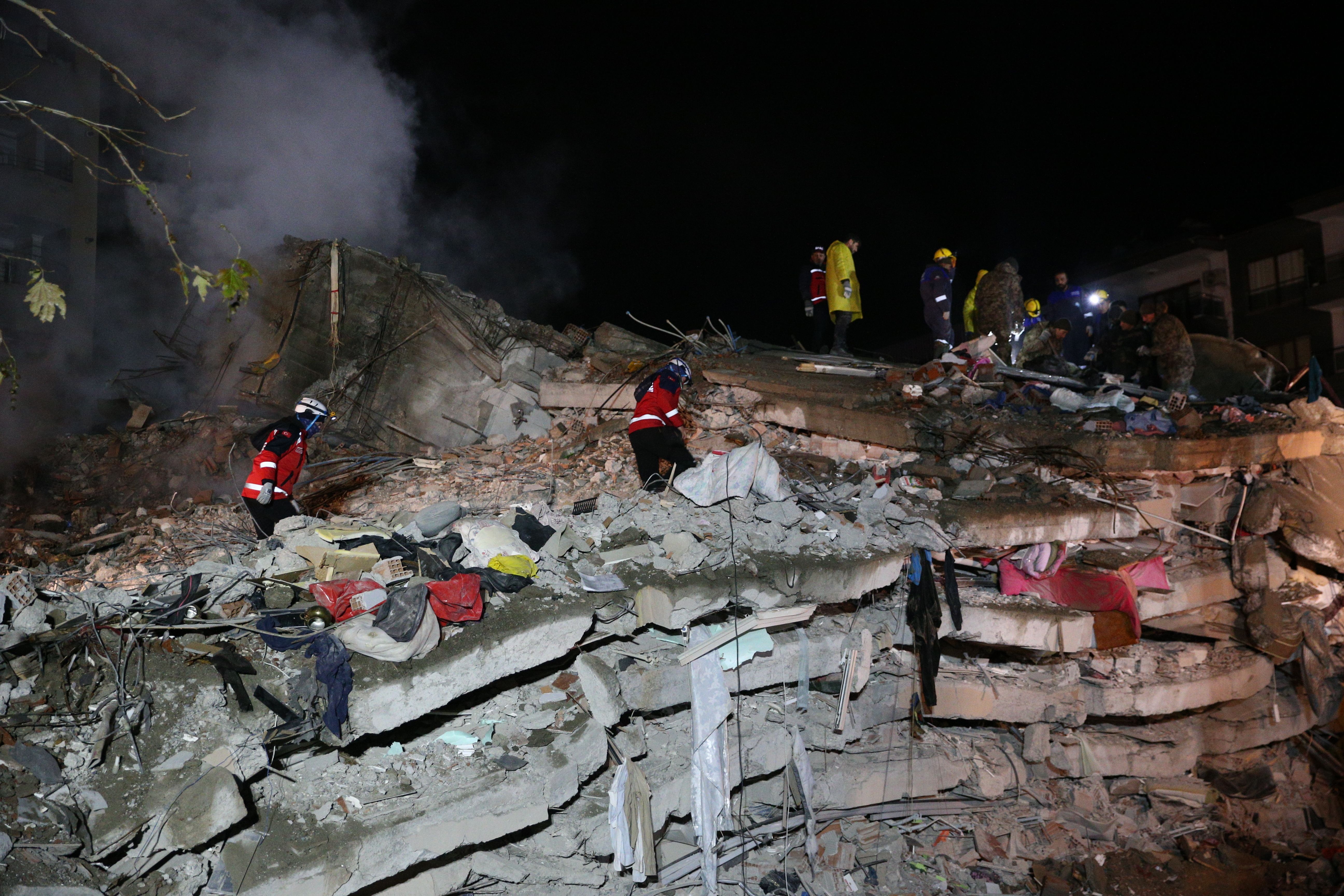  Search and rescue operations continue around the wreckage, in Osmaniye, Turkey on February 7, following the quake.