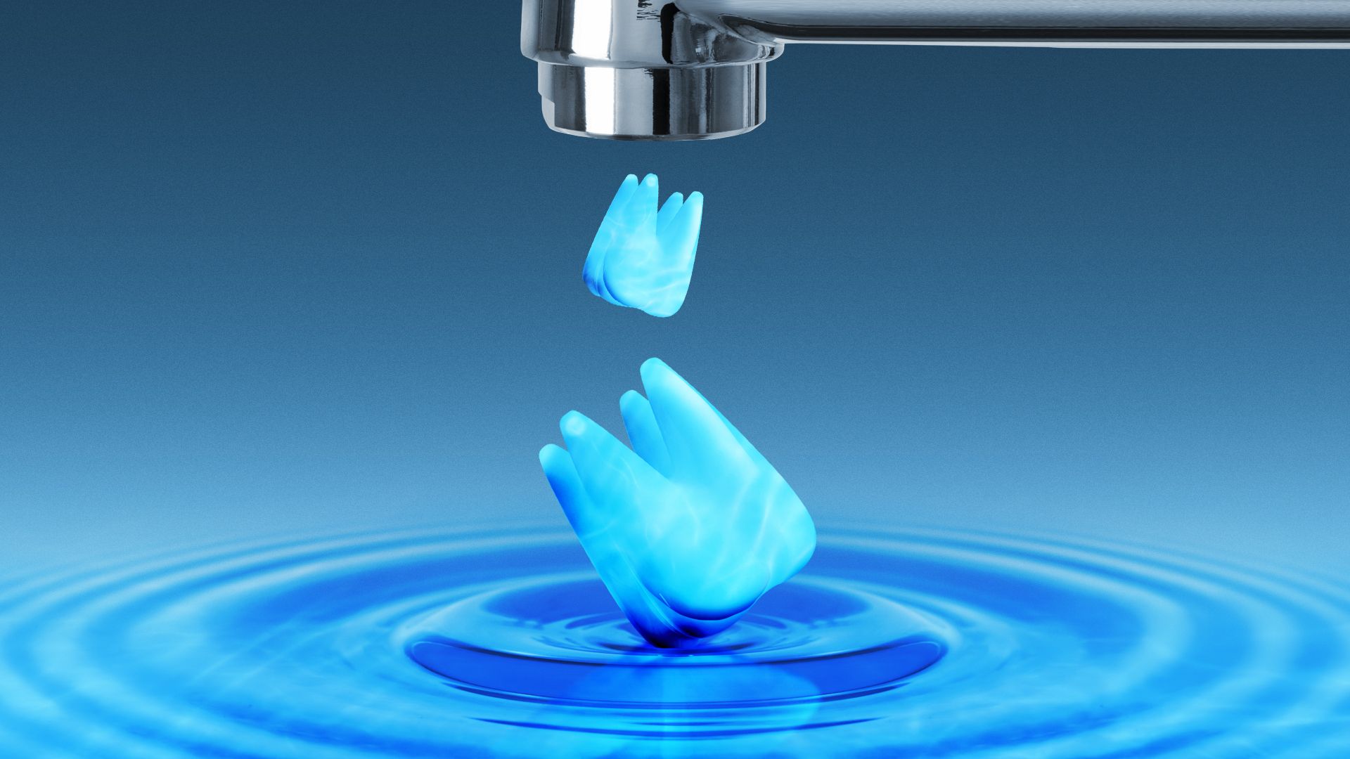 Illustration of teeth coming out of a faucet like drops of water