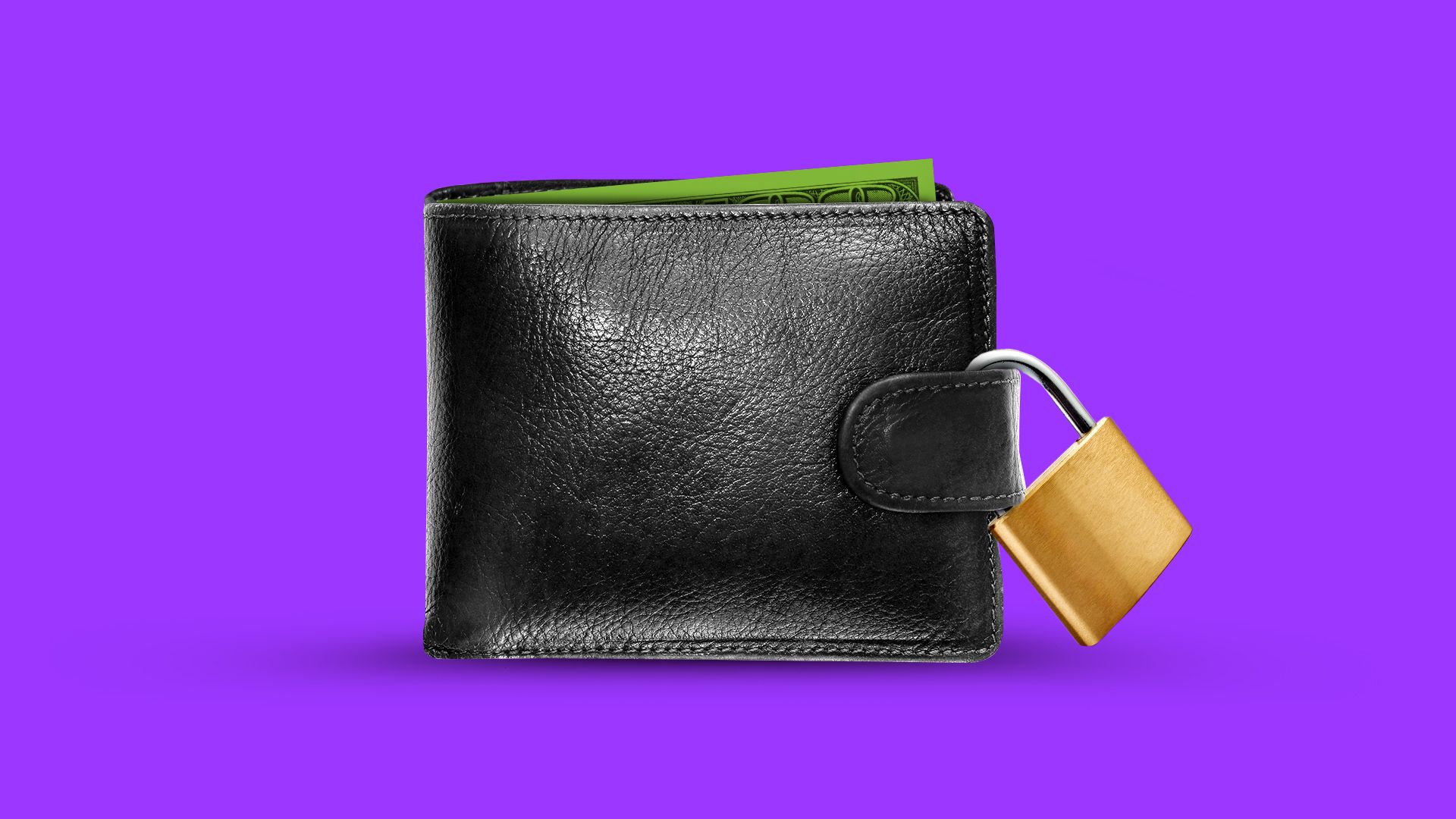 Illustration of a wallet with a padlock on it. 