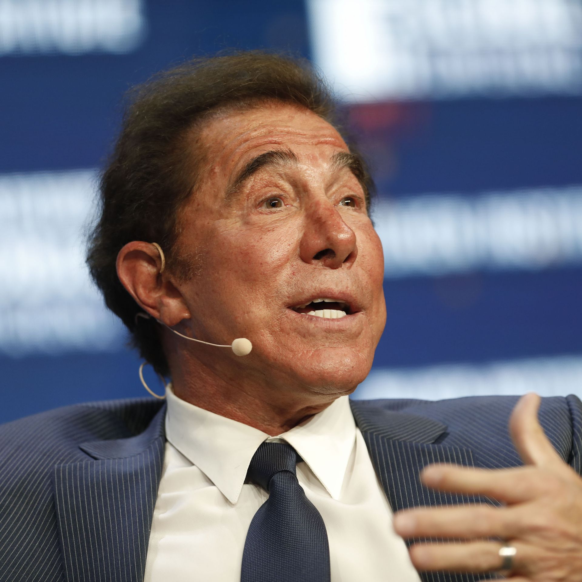 Casino magnate and Republican fundraiser Steve Wynn speaks at a conference.