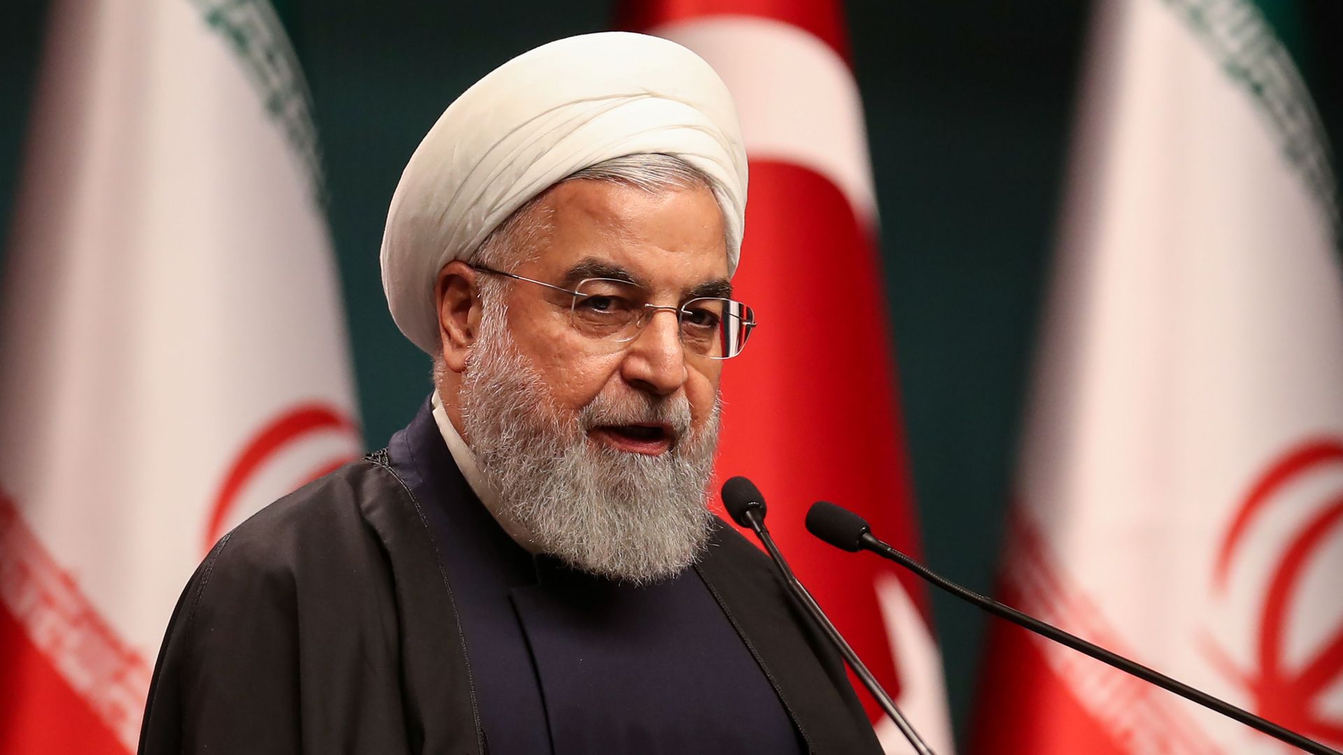 Iran's President Hassan Rouhani speaks during a joint press conference with the Turkish President at the Turkish presidential complex in Ankara on December 20, 2018.