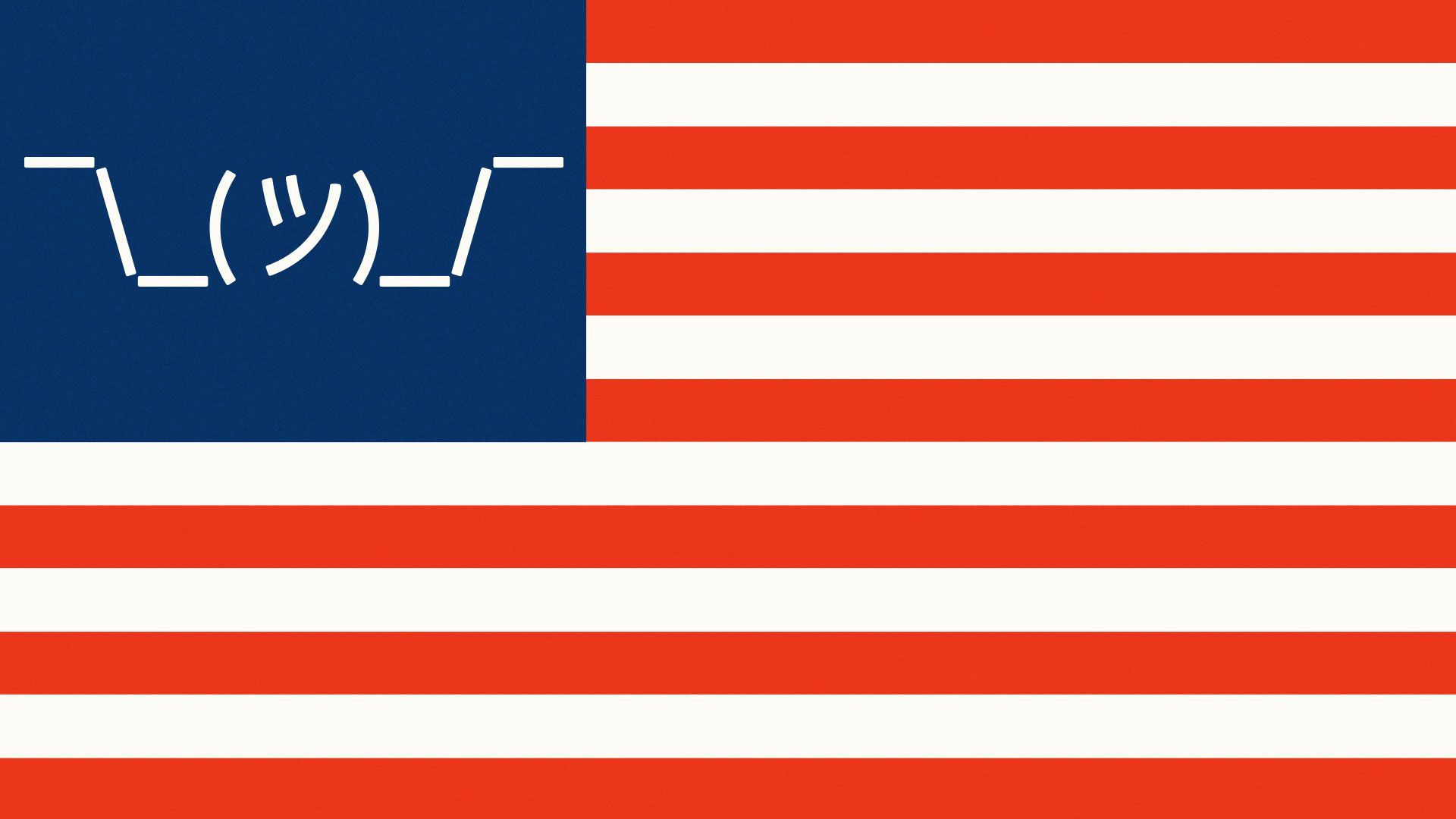 Illustration of United States flag with a shrug emoji