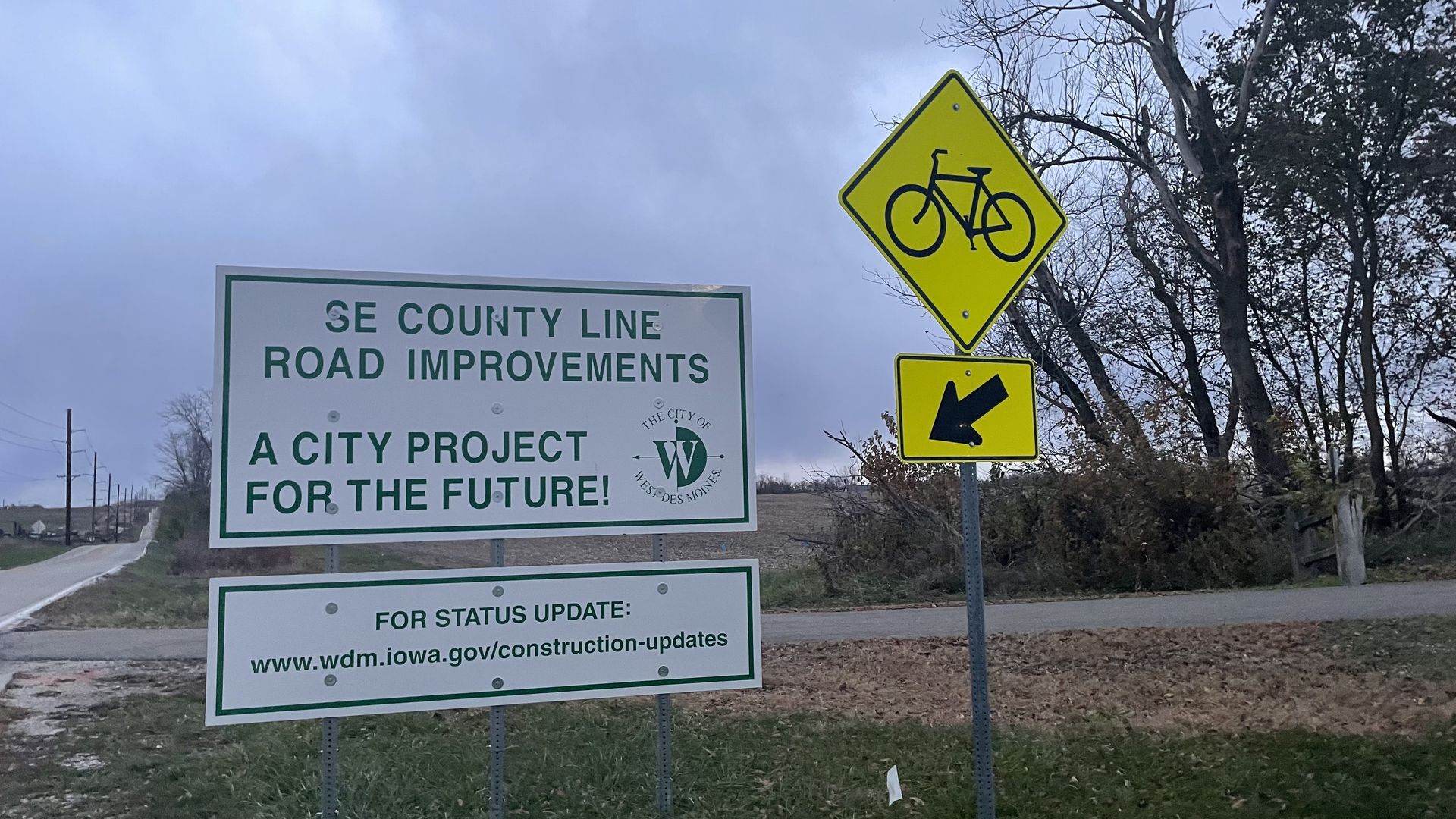 A sign along county line road