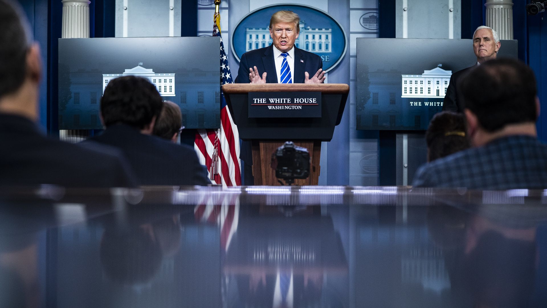 President Trump in the White House press briefing room