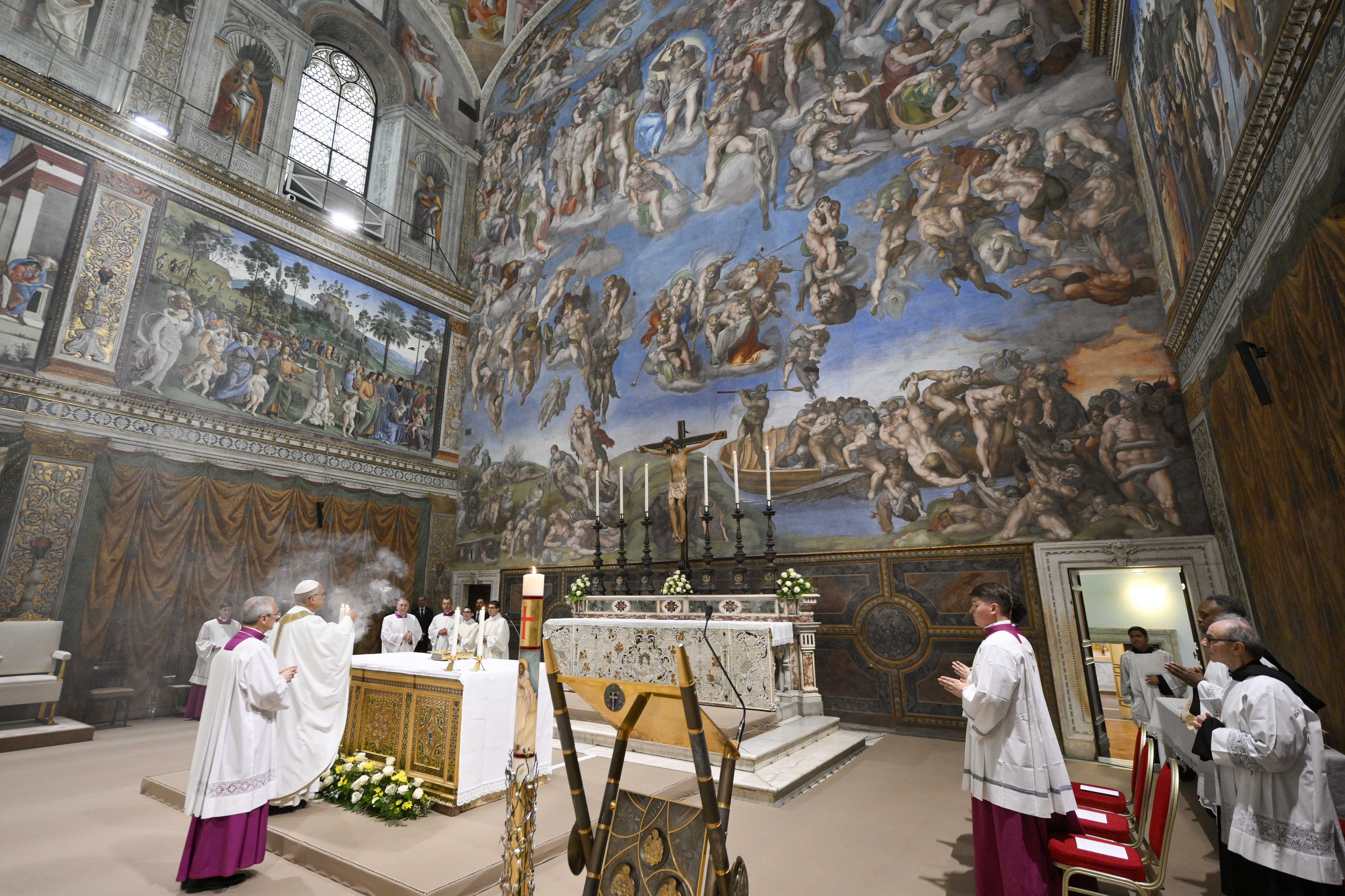 The Sistine Chapel during Pope Leo XIV's first mass