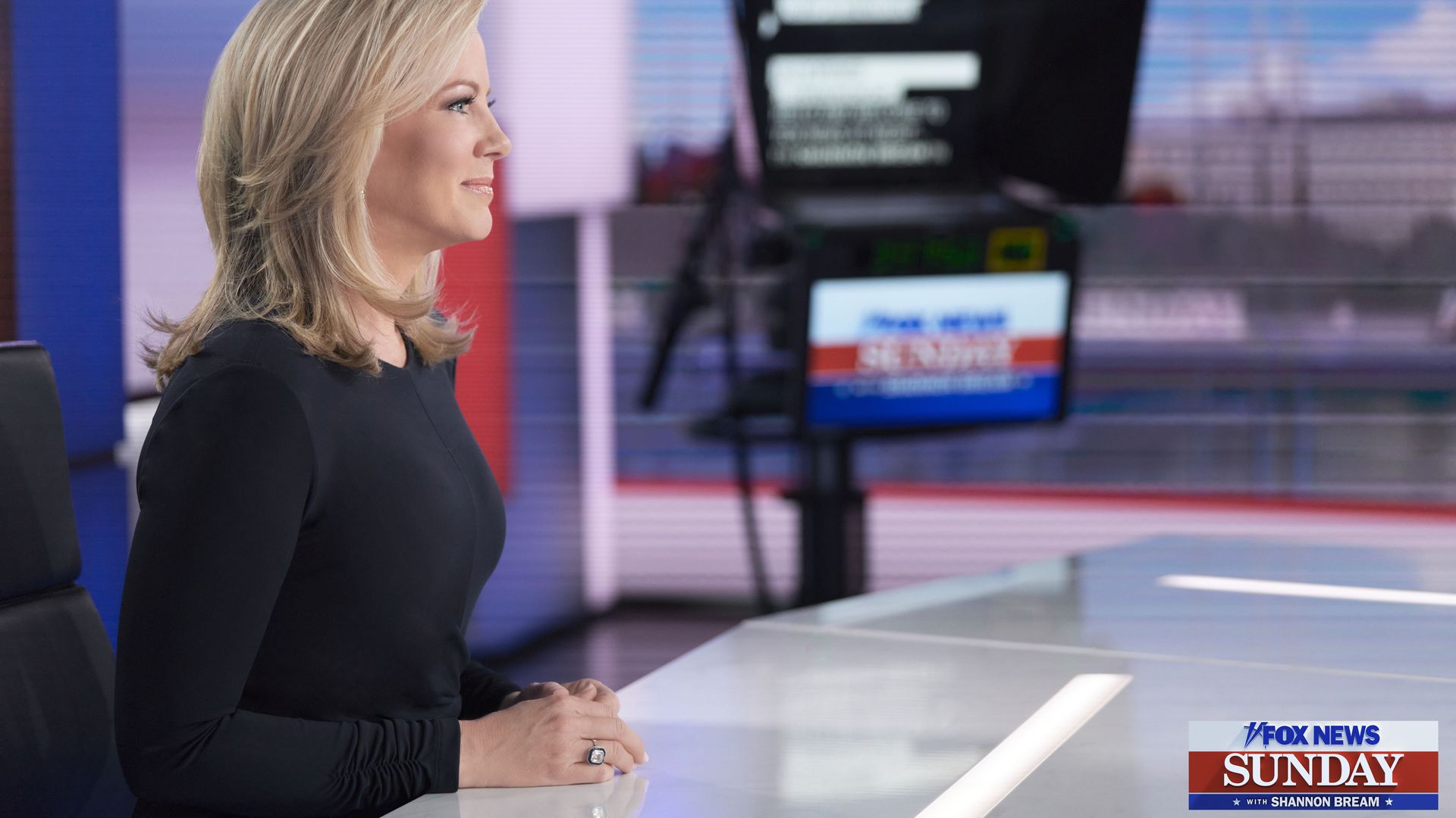 Shannon Bream sits at the anchor desk for 'Fox News Sunday'.