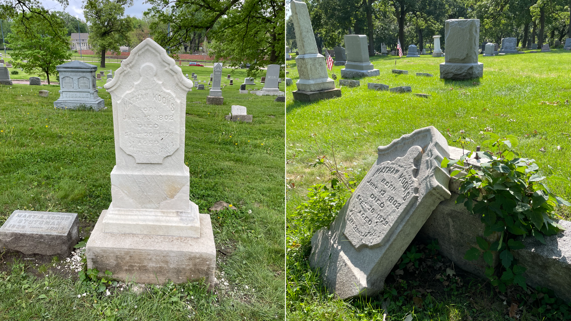 A photo of tombstones.