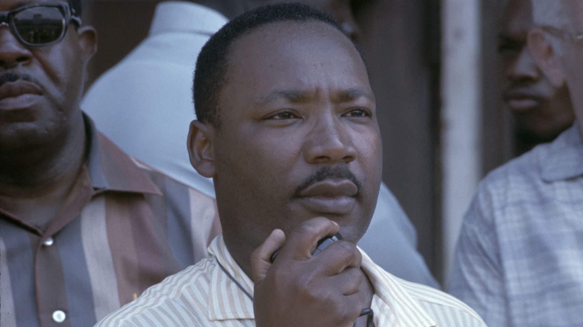 Martin Luther King Jr. speaks at the March Against Fear rally on the steps of the Neshoba County Courthouse in Philadelphia, June 1966. The march went to Philadelphia to protest the unsolved murders of three civil rights workers in 1964.