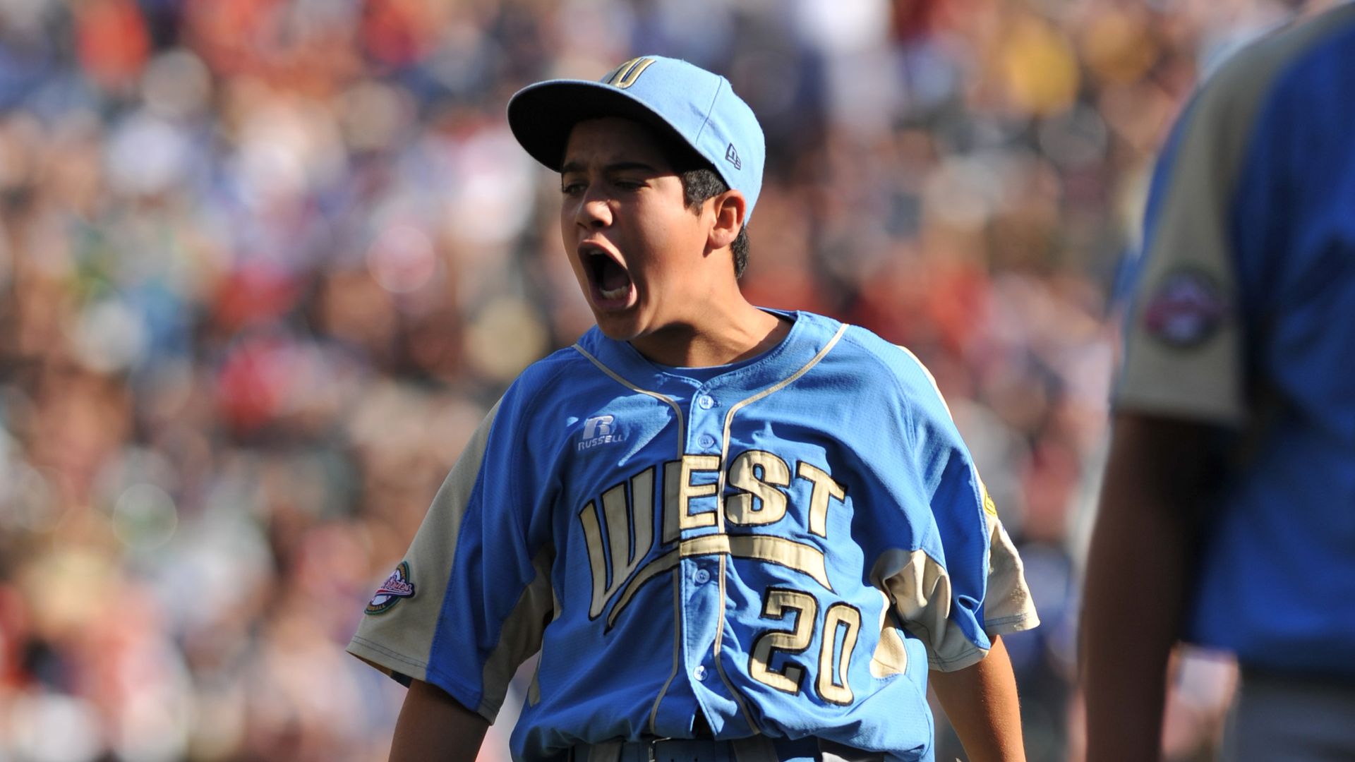 Second baseman Bulla Graft of Chula Vista celebrates a play near the end of a 2009 Little League World Series game.