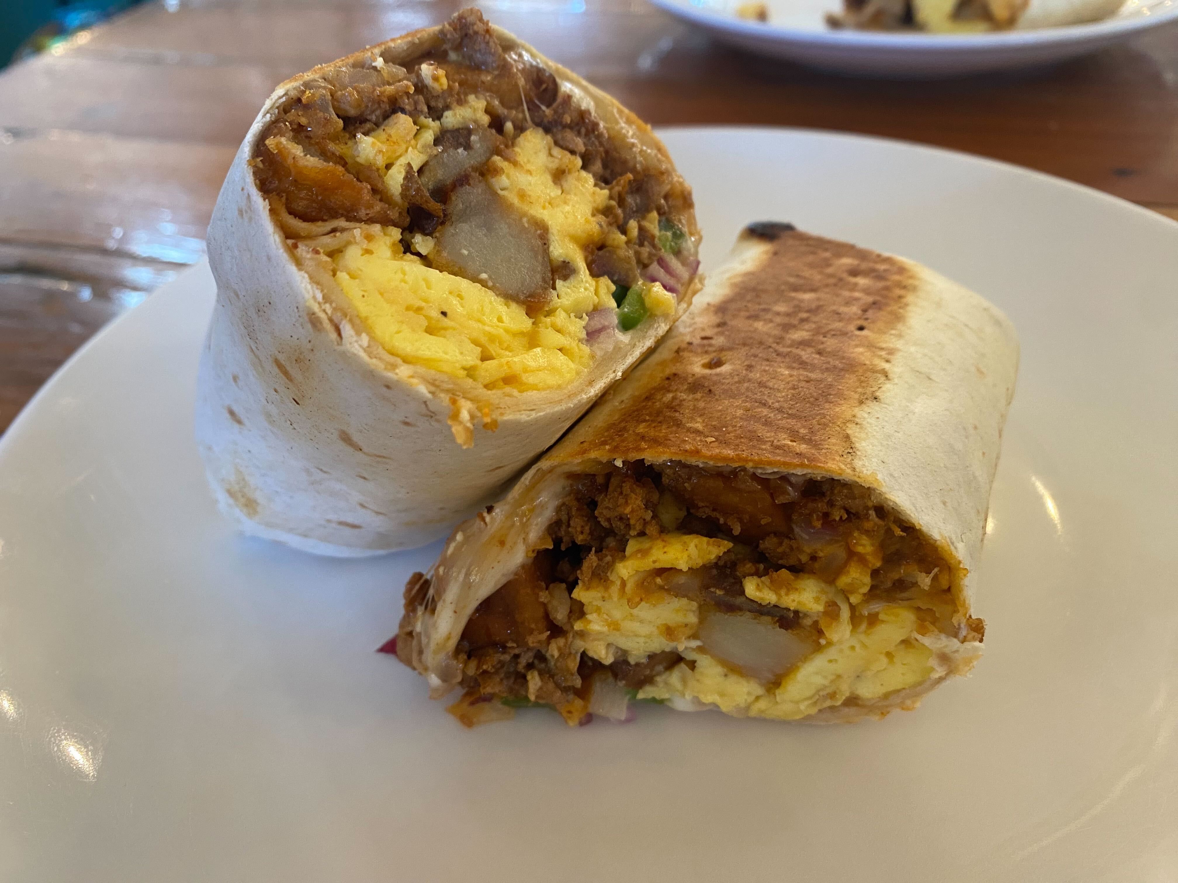breakfast burrito from Monuts in Durham