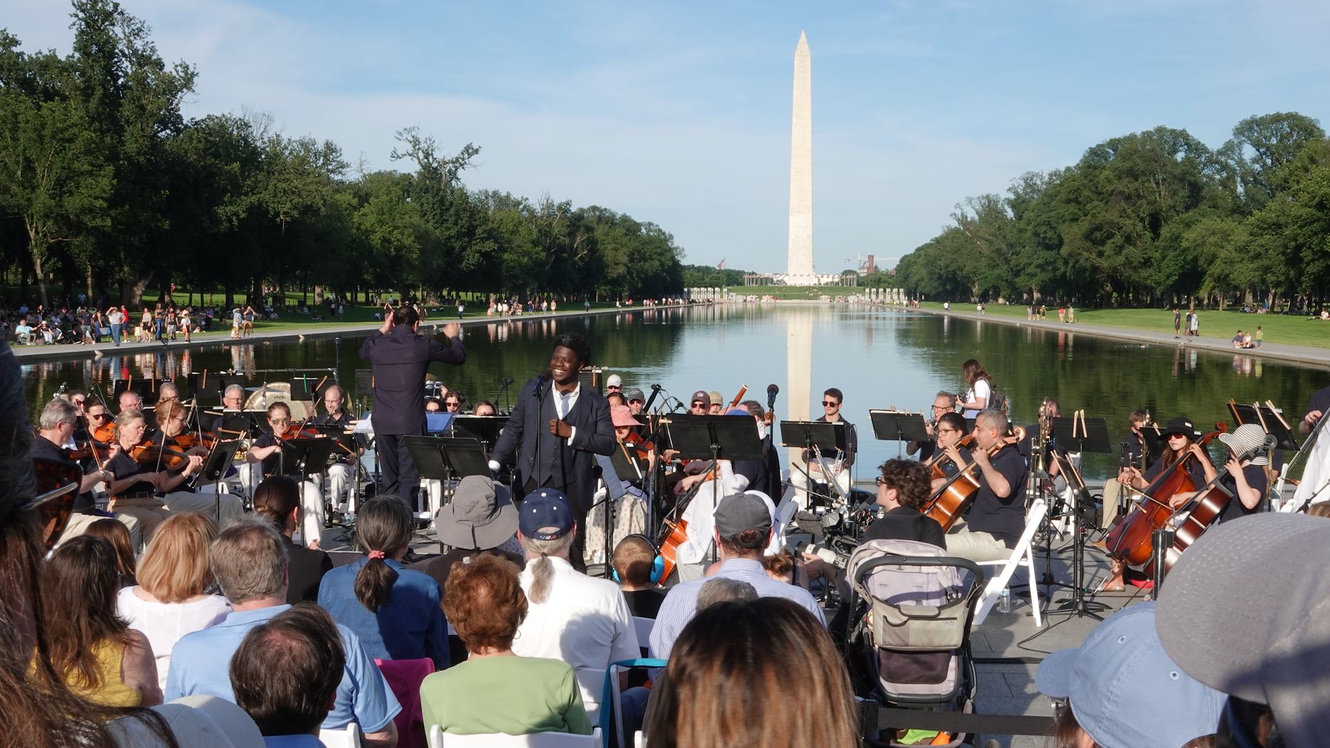 Anthony Anderson singing at the 2024 free opera concert at the Lincoln Memorial 