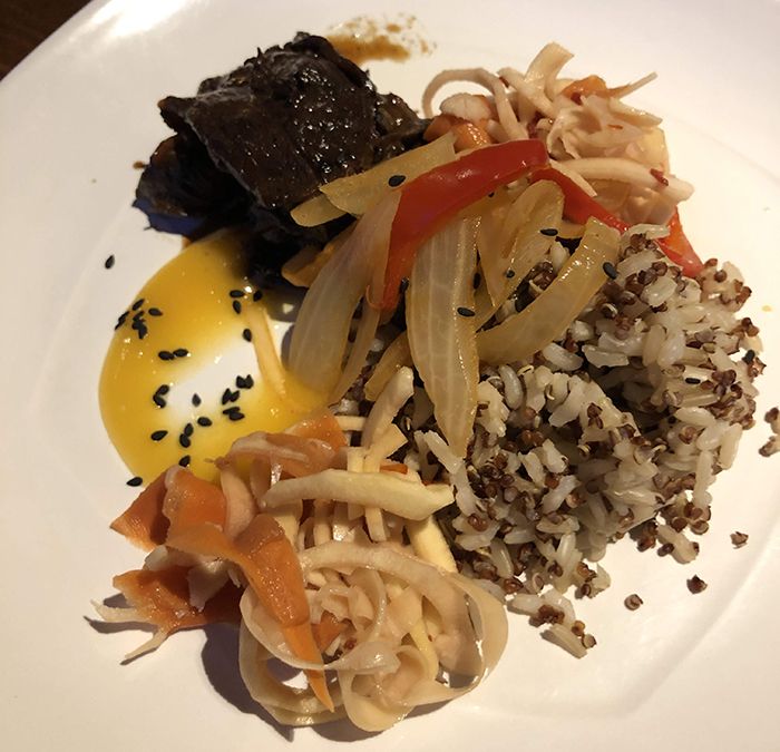 rice and steak at paddle to table