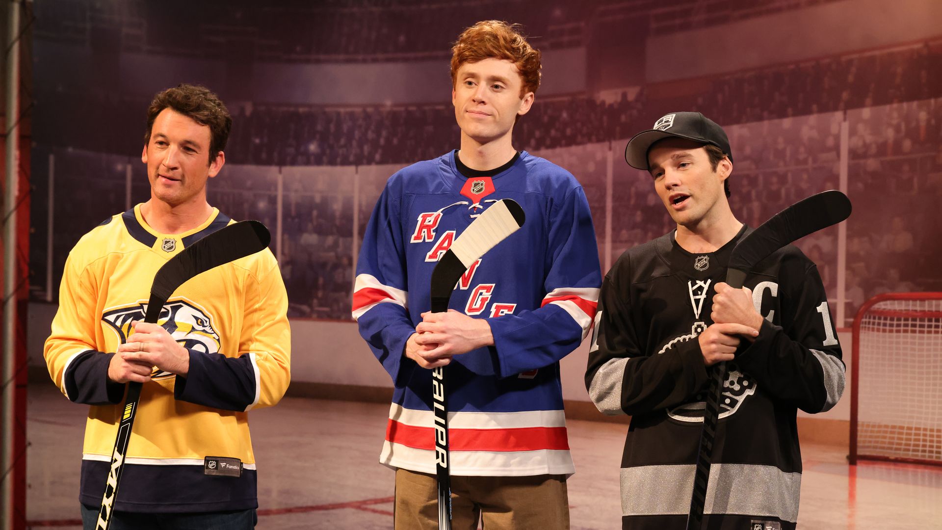 Actors from the "Hockey PSA" skit on Saturday Night Live