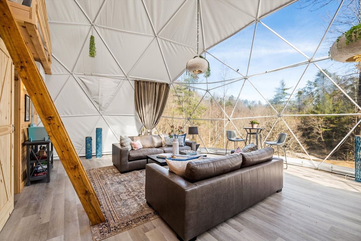 Glamping dome in the Great Smoky Mountains