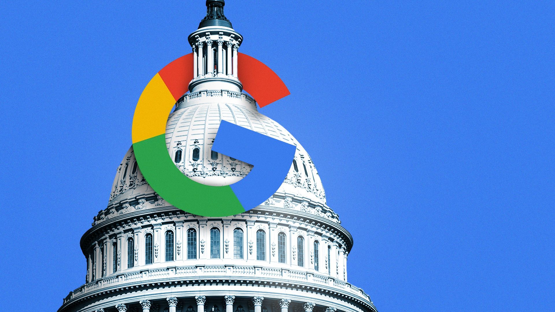 an illustration of the google logo hanging over the top of the Capitol building