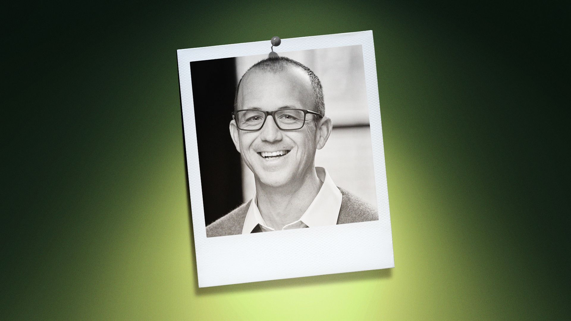 Photo illustration of Damon Circosta in a polaroid frame.