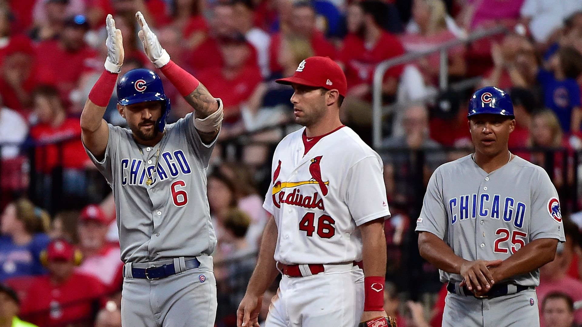 Cubs and Cardinals players