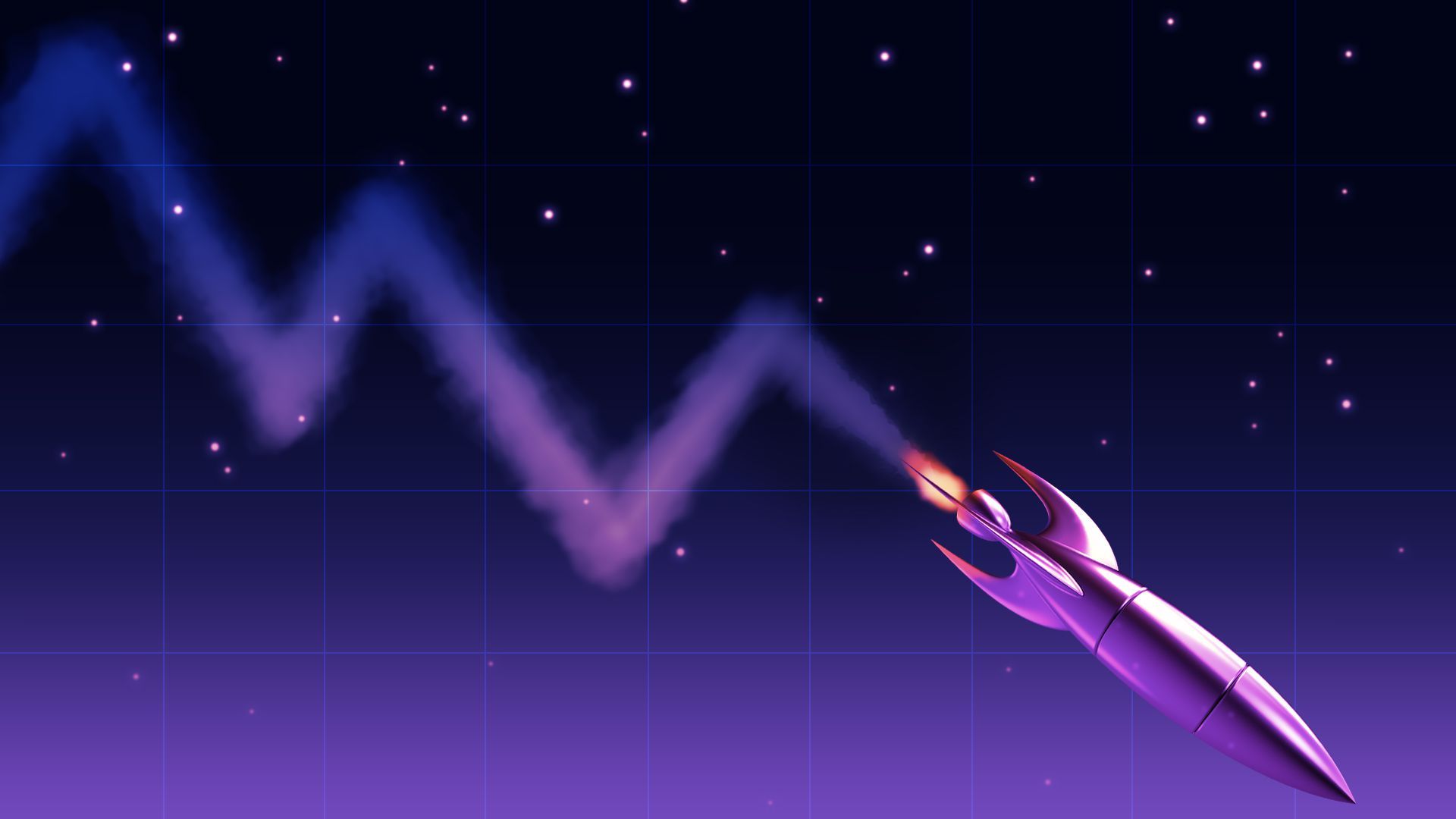 Illustration of a rocket trending downward on a grid
