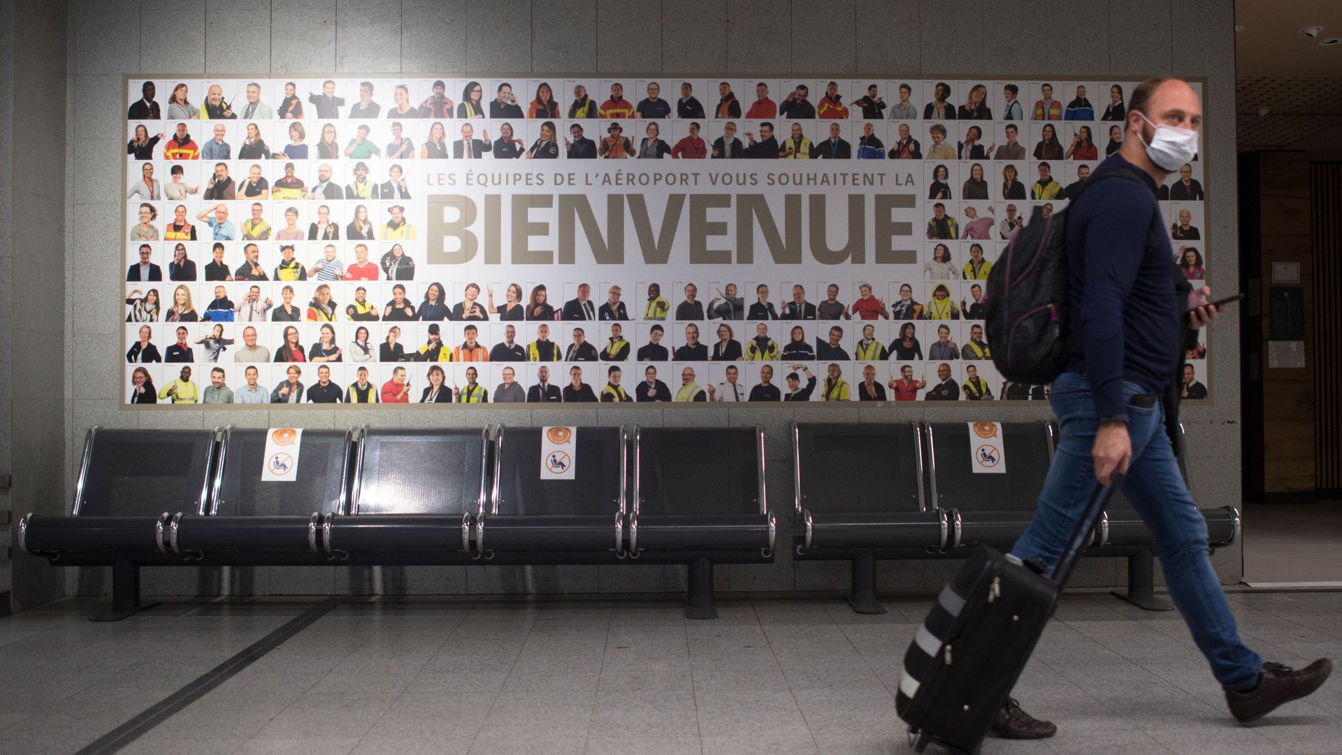 Nantes Atlantique airport to board the first plane which takes off, in Bouguenais, western France, 