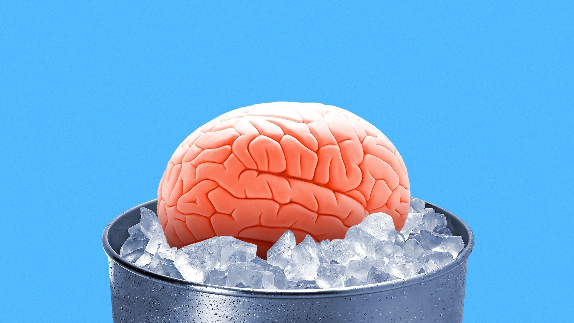 Illustration of a brain in an ice bucket