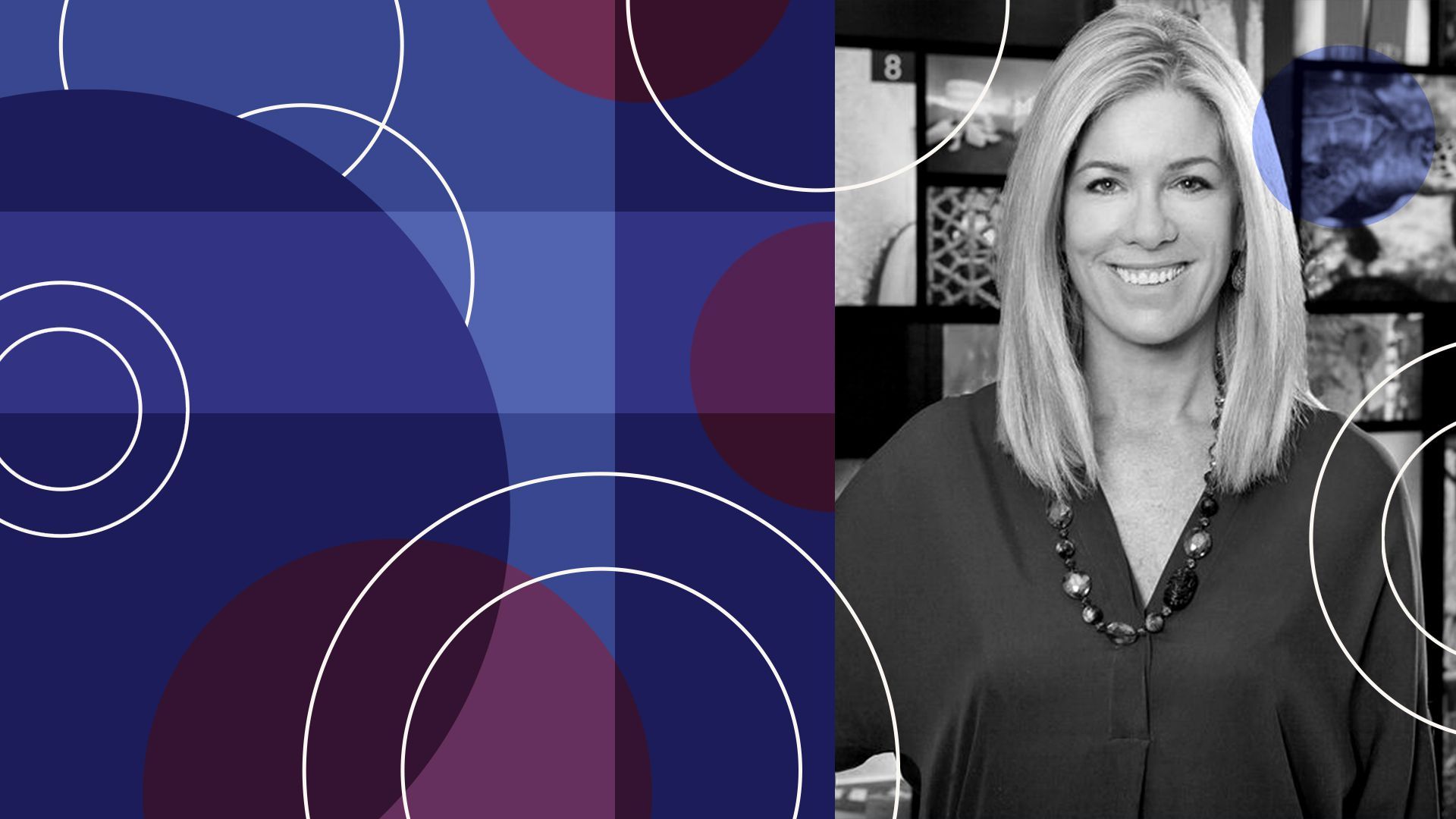 Photo illustration of  KC Kavanagh with abstract shapes.