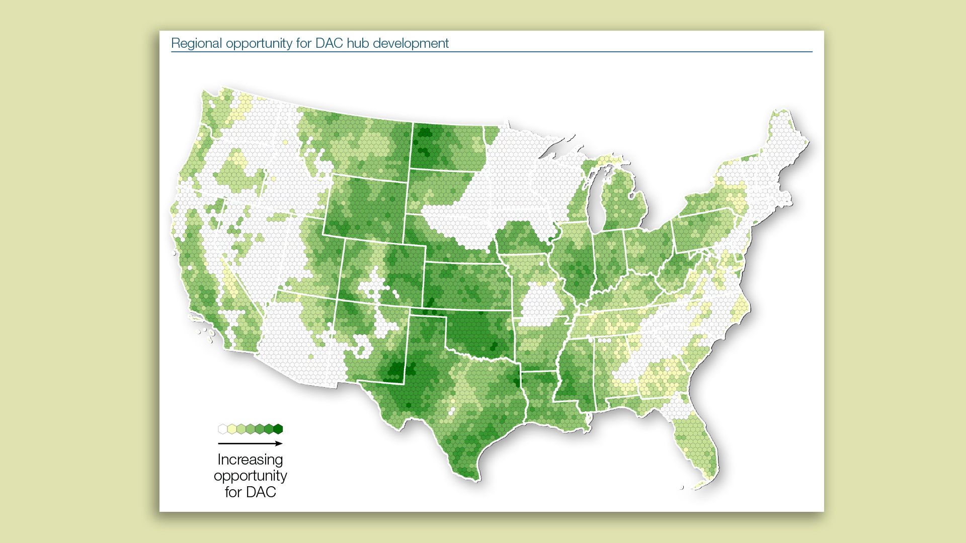 Image from nationwide analysis of the best locations for direct air capture hubs