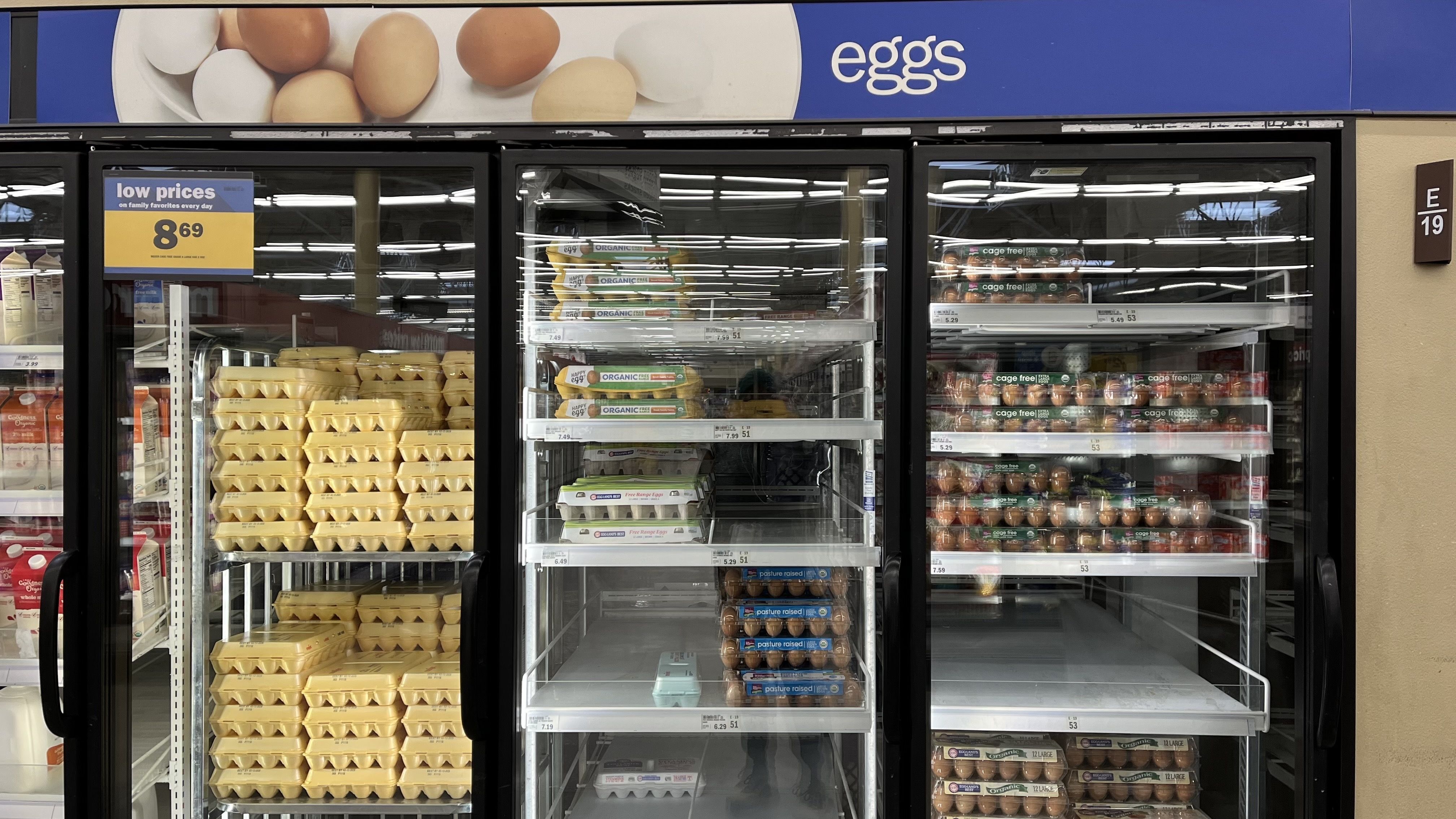 Meijer's egg shelves on 8 Mile Road in Detroit