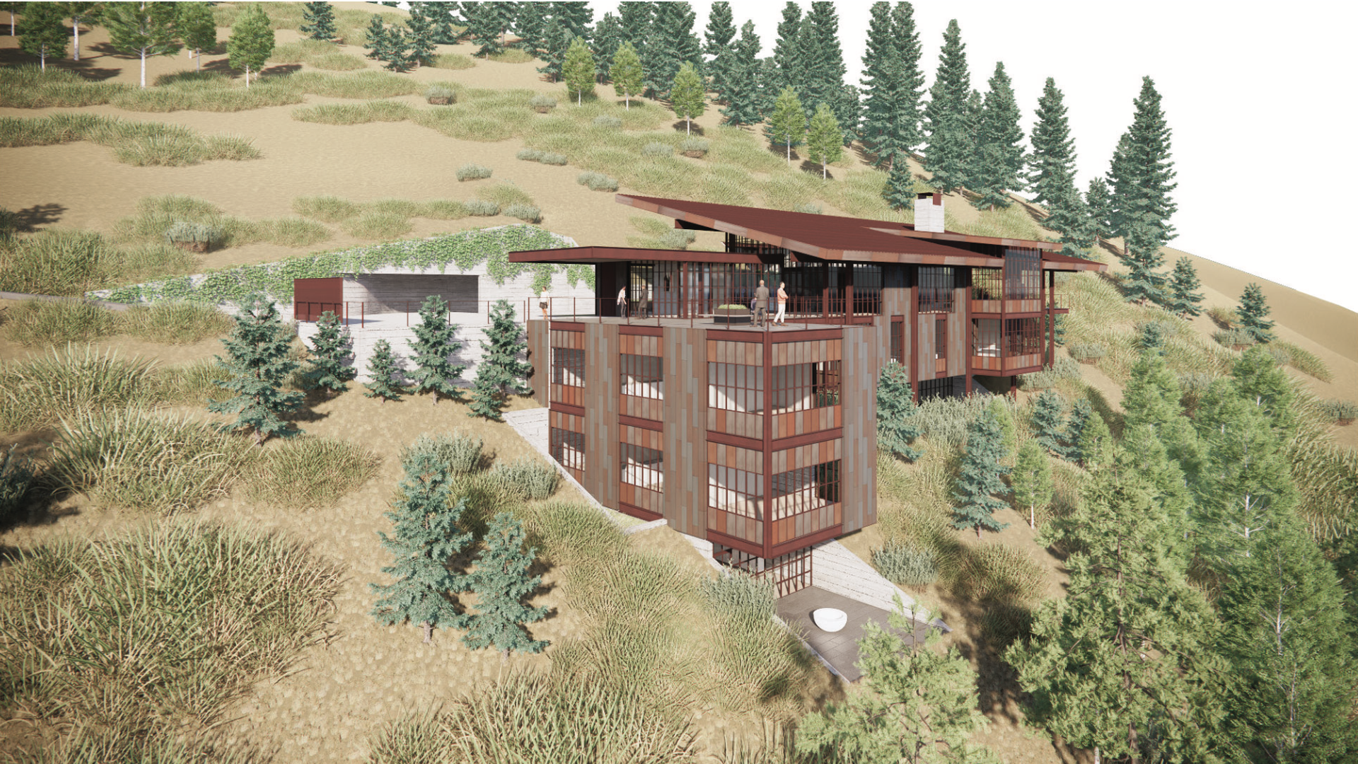 A rendering of a large mansion sitting on top of a hill in Park City.