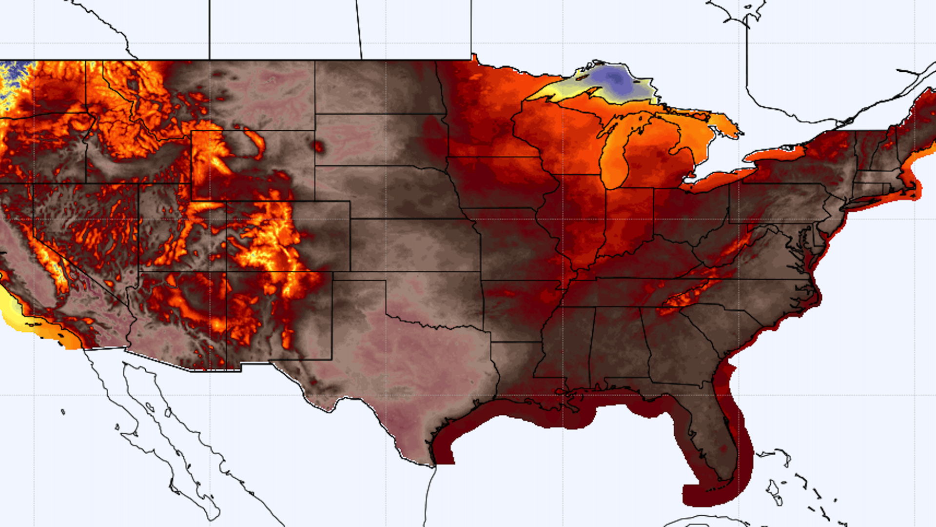 Forecast high temperatures on Thursday, Aug. 4, 2022.