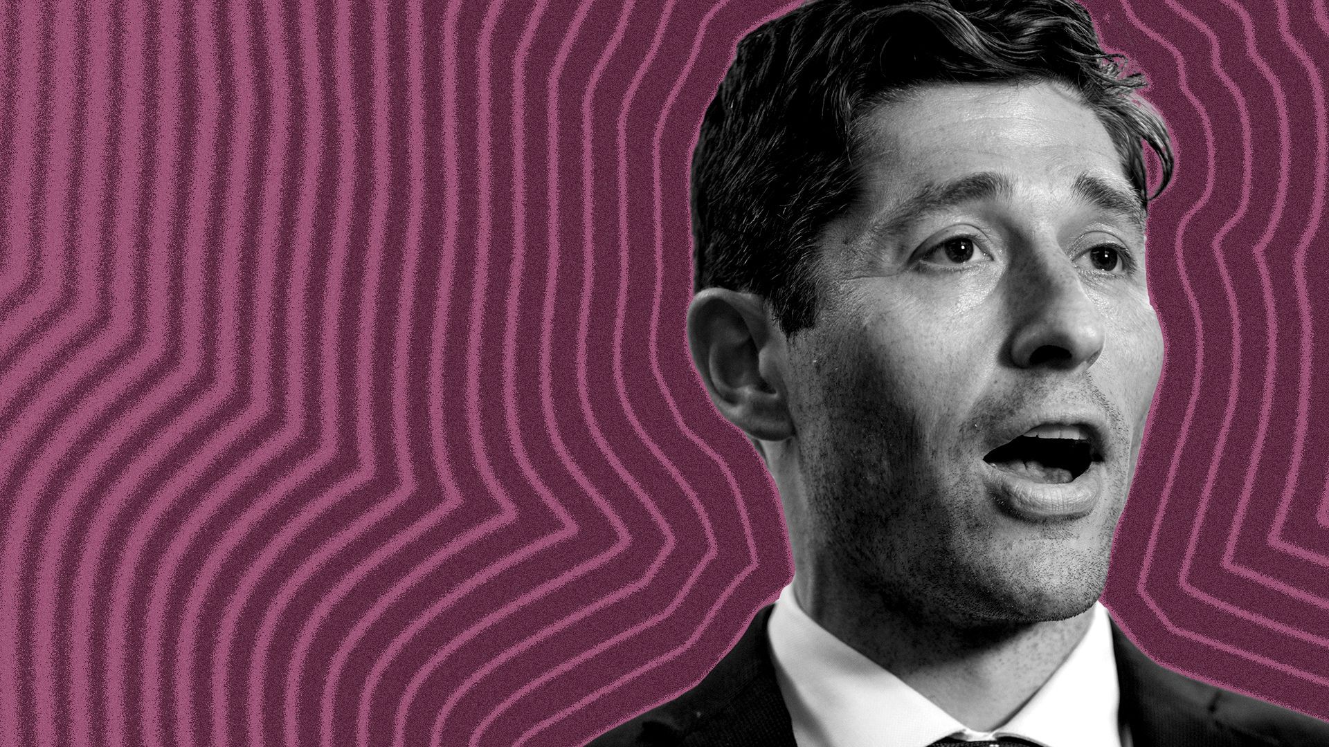 Photo illustration of Minneapolis Mayor Jacob Frey with lines radiating from him.