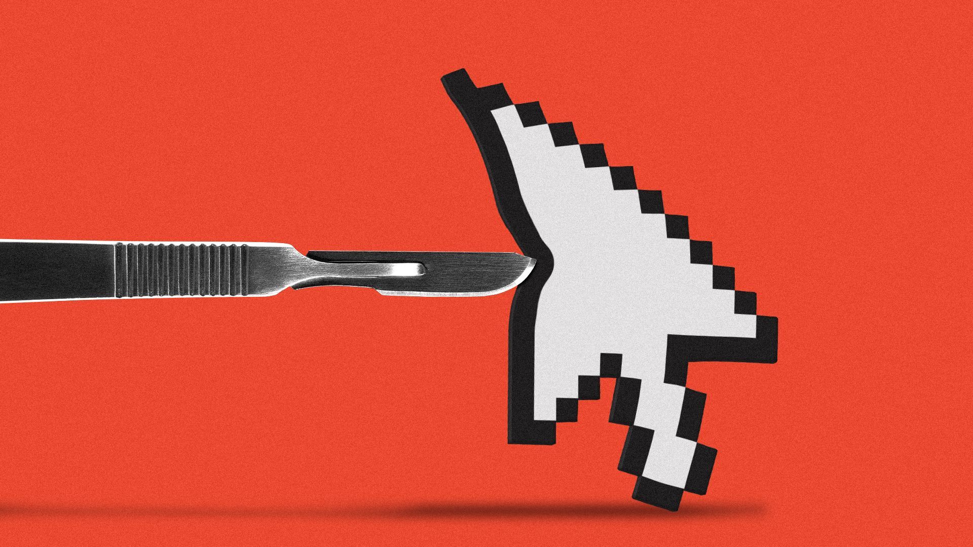 Illustration of a scalpel pushing a cursor.