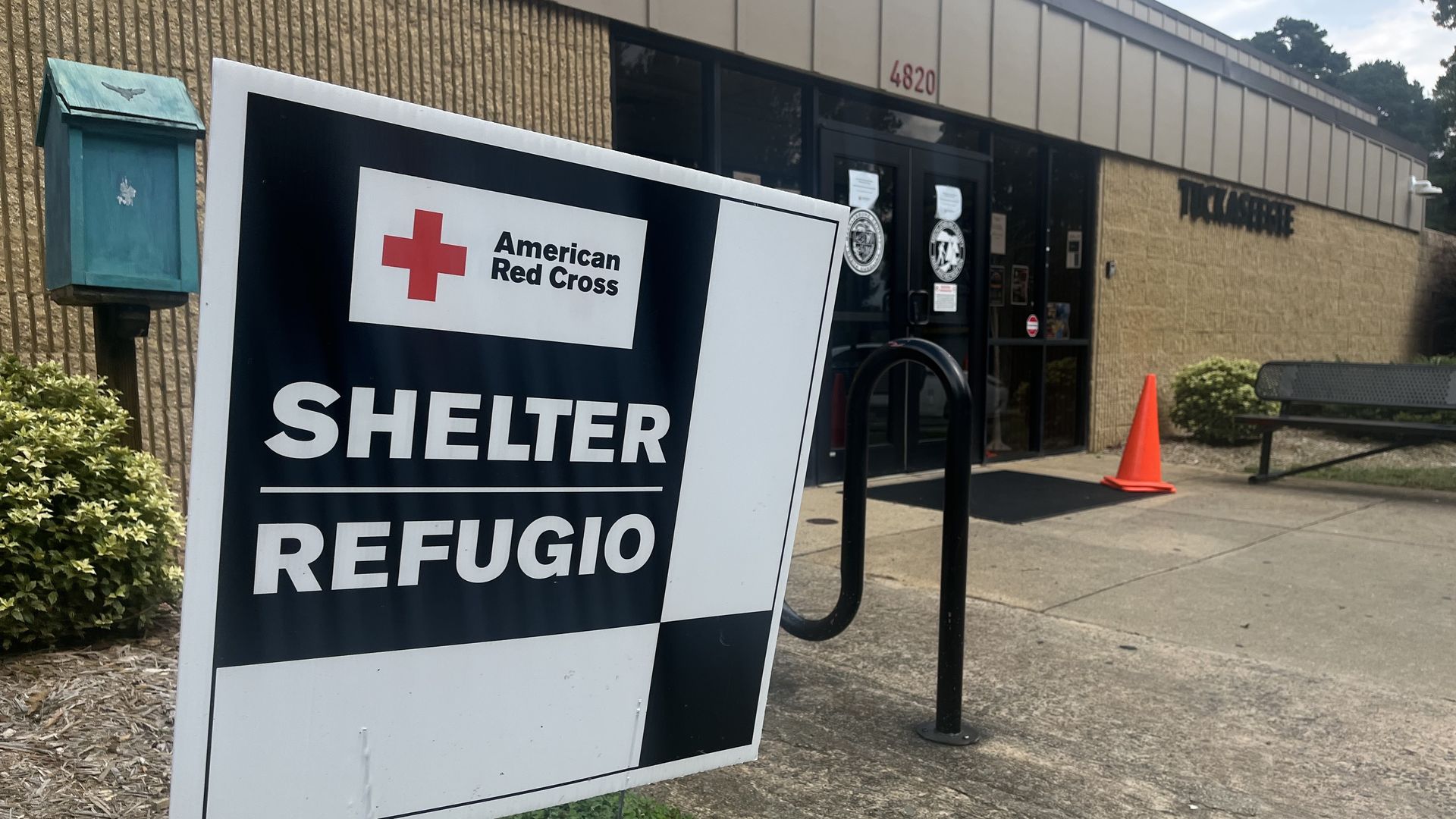 Shelter sign in front of a Charlotte rec center. 