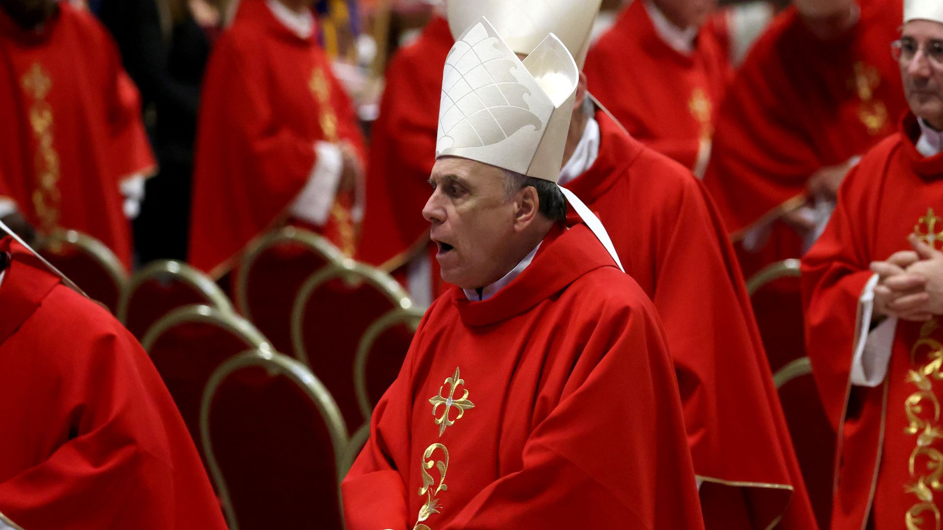 Cardinal Daniel Nicholas DiNardo of the United States attends the 7th Novemdiales Mass at St. Peter's Basilica on May 02, 2025 in Vatican City, Vatican