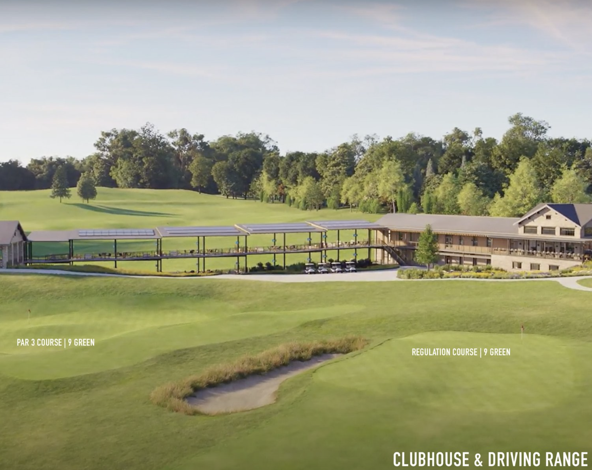 Rendering of clubhouse and driving range