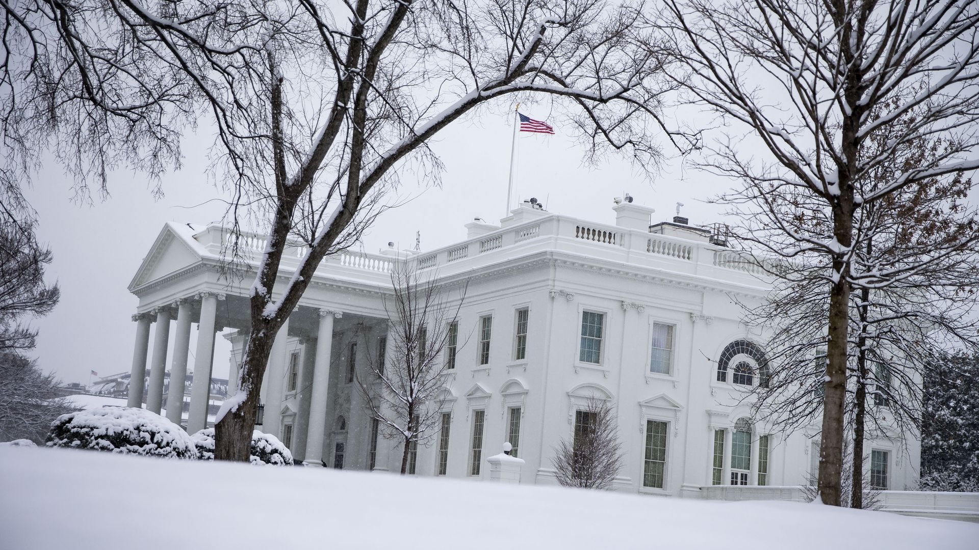 White House in the snow