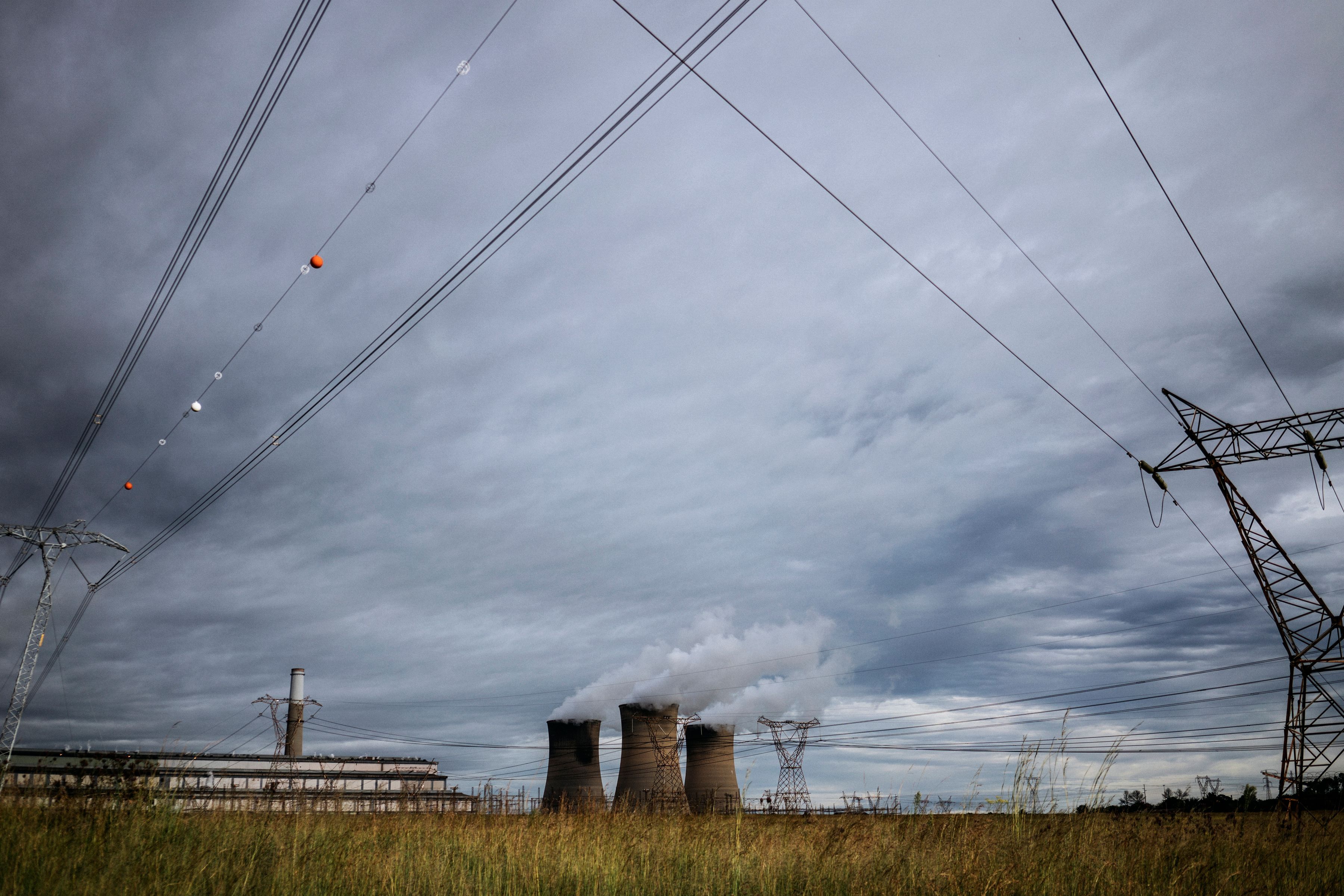The towers of Eskom Power plant are seen in Hendrina on February 22, 2018.