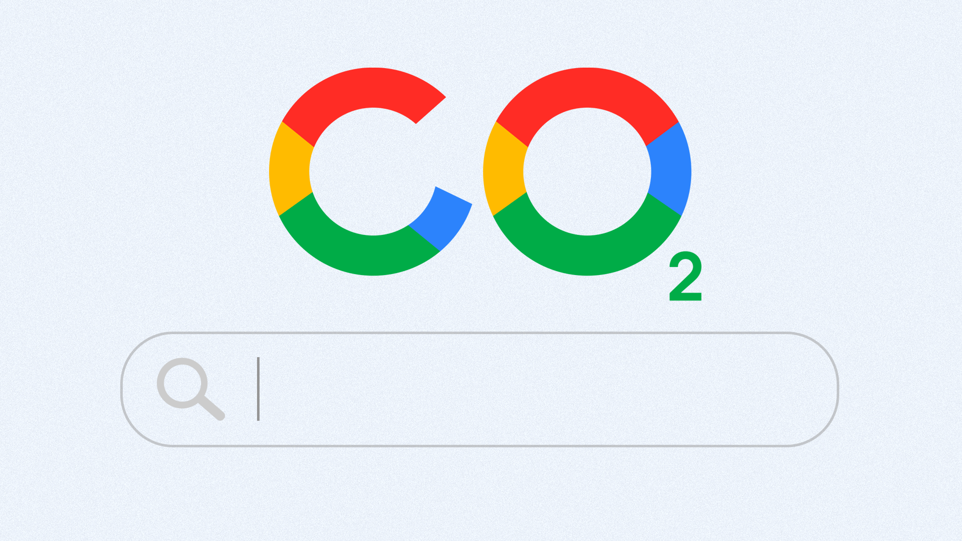 Illustration of the google search bar with the words CO2 in place of their logo