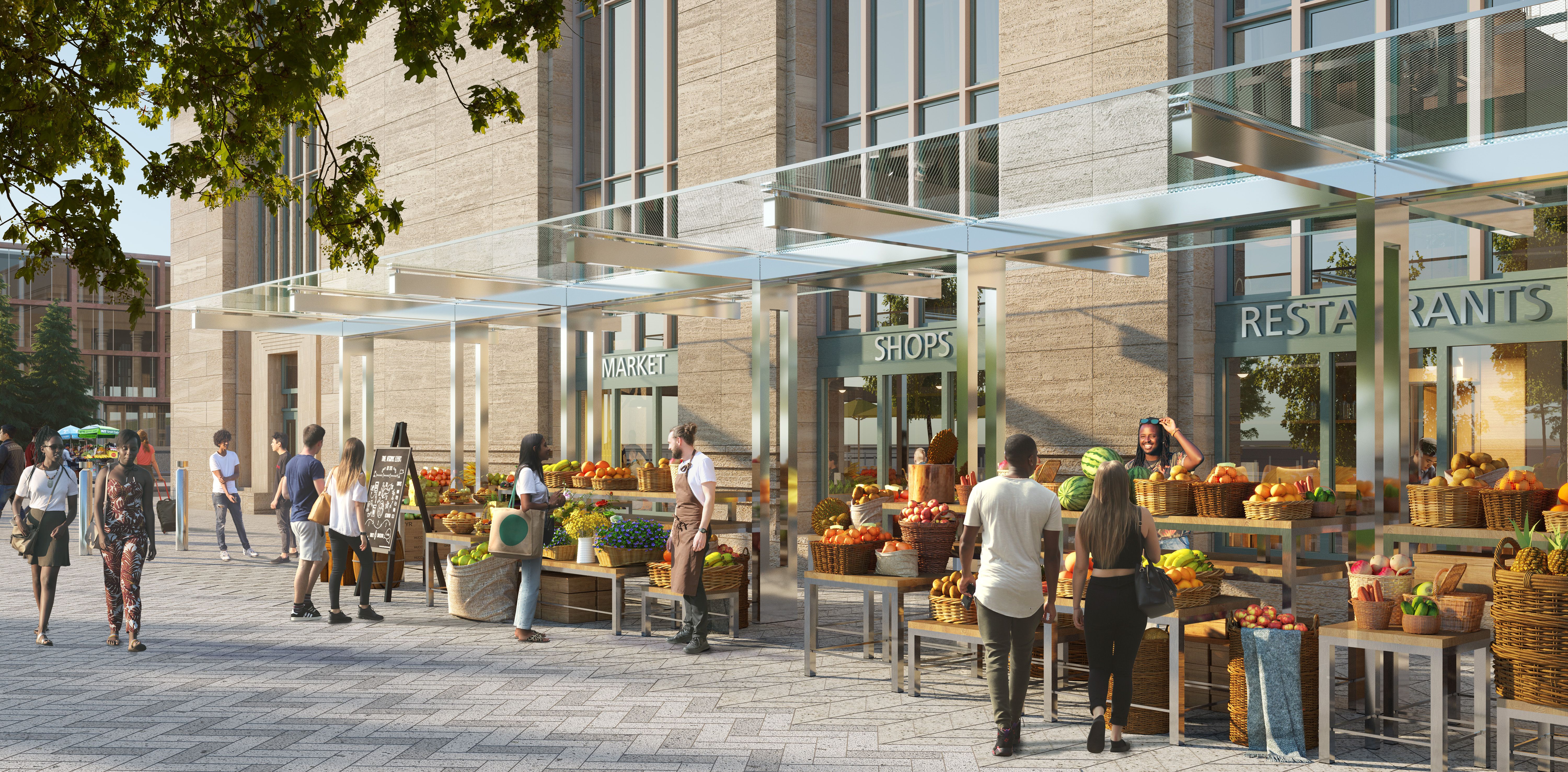 A rendering of Market Street Plaza at 30th Street Station