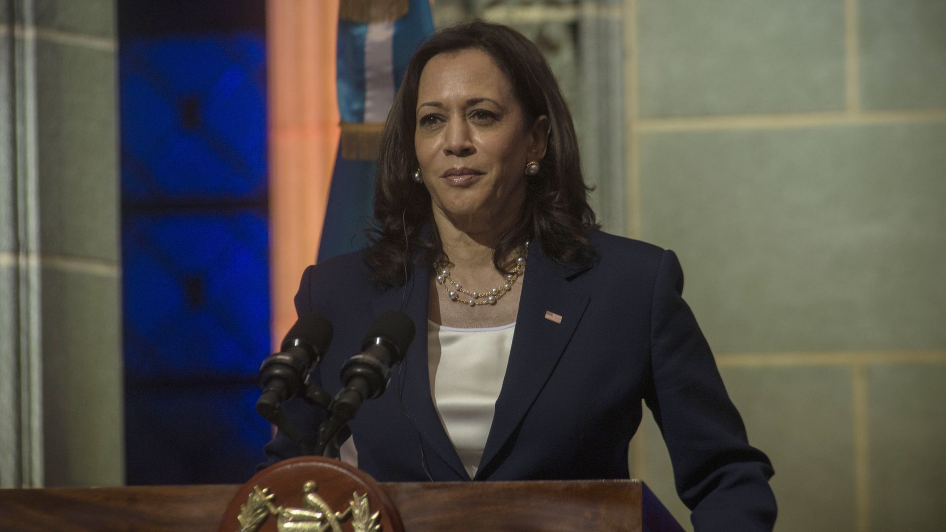 Kamala Harris speaks at the National Palace in Guatemala City, Guatemala